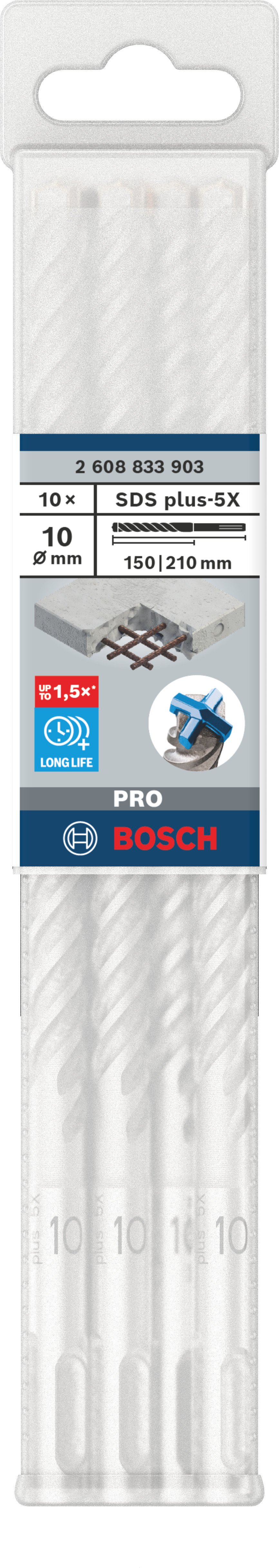 Bosch Accessoires PRO SDS plus-5X Hammer Drill Bit | 10 x 150 x 210 mm | 10 pcs - 2608833903