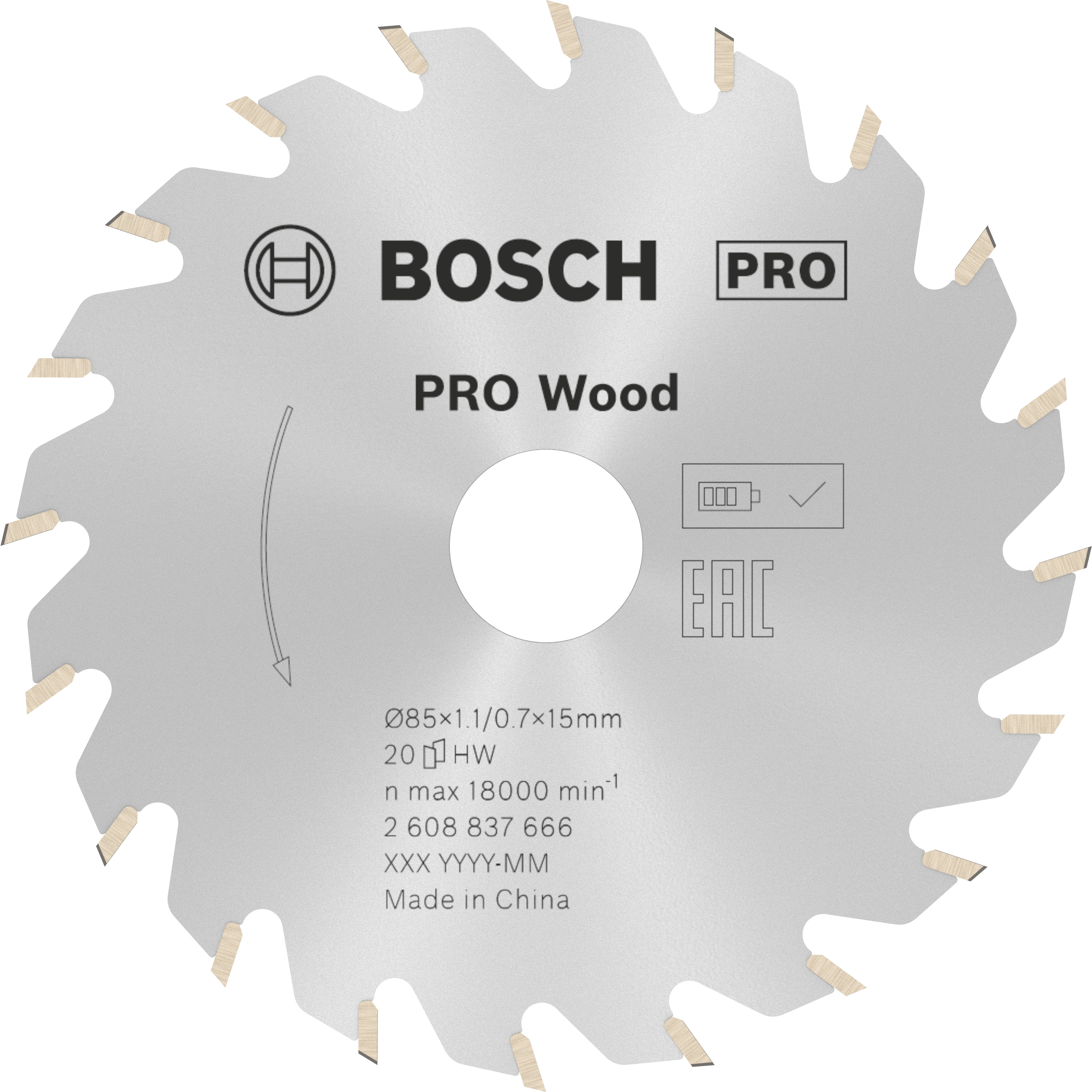 Bosch Accessoires Cirkelzaagblad ACCU Standard for Wood 85x15x1.1/0.7x20T - 2608837666