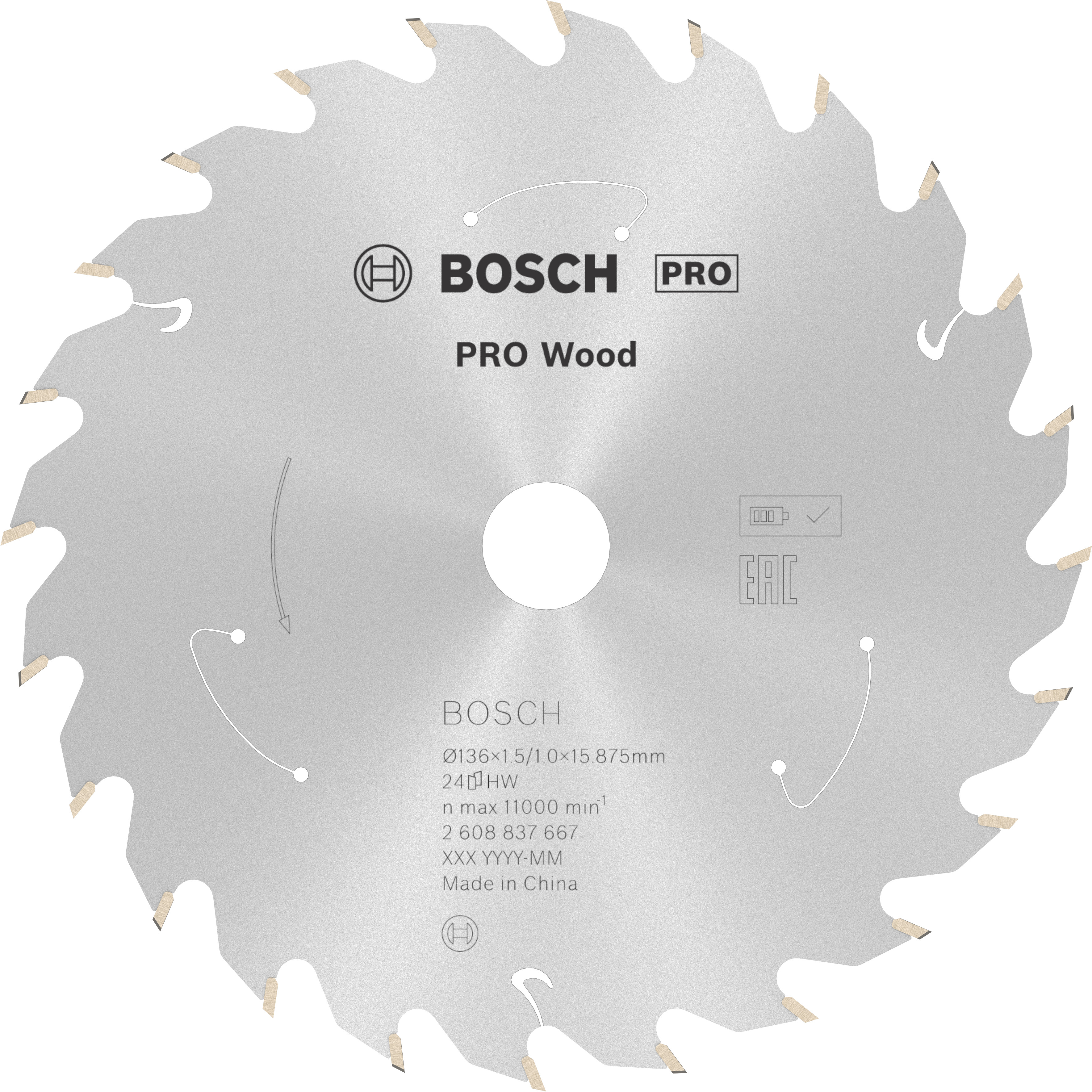 Bosch Accessoires Cirkelzaagblad ACCU Standard for Wood 136x15.875x1.5/1.0x24T - 2608837667