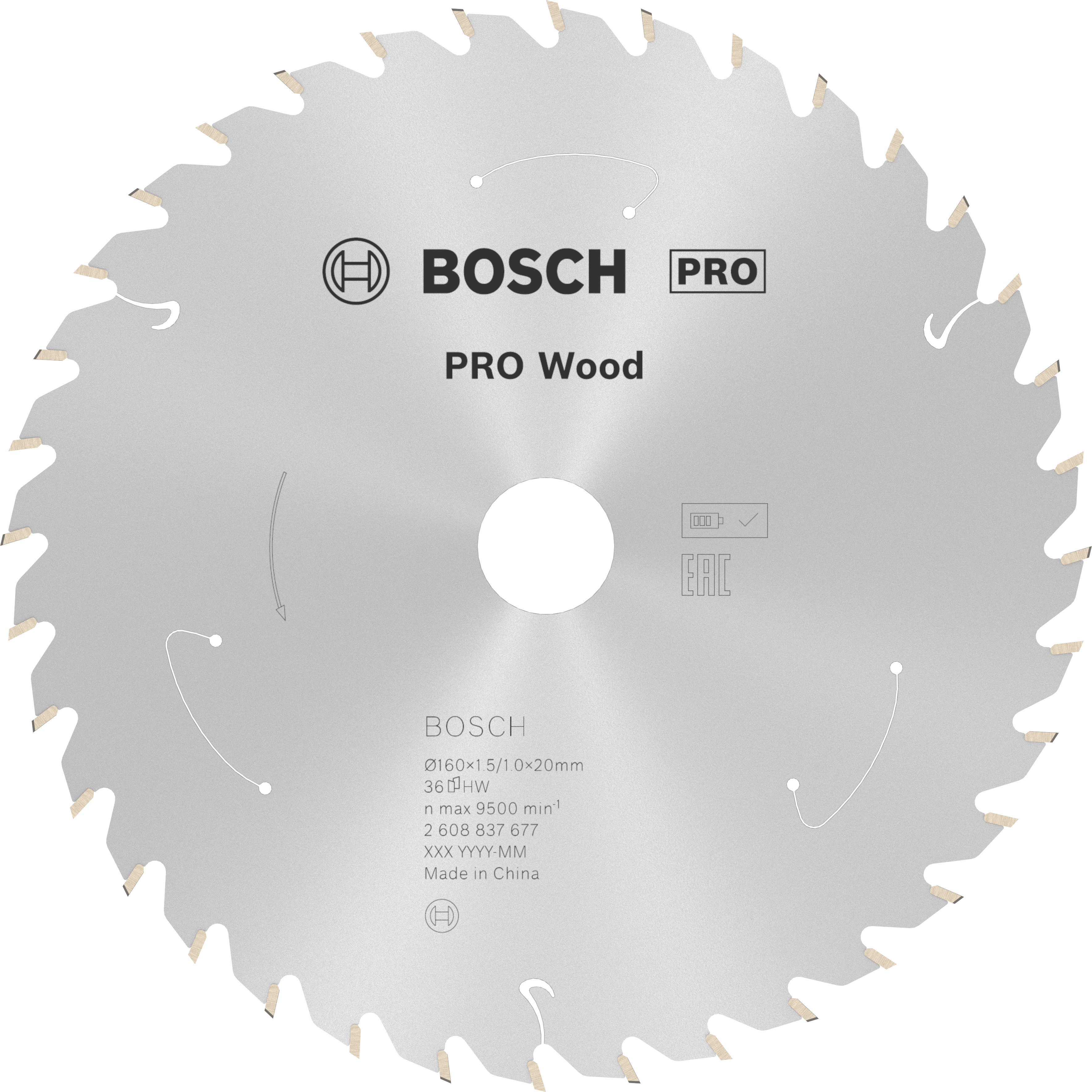 Bosch Accessoires Cirkelzaagblad ACCU Standard for Wood 160x20/15.875x1.5/1.0x36T - 2608837677