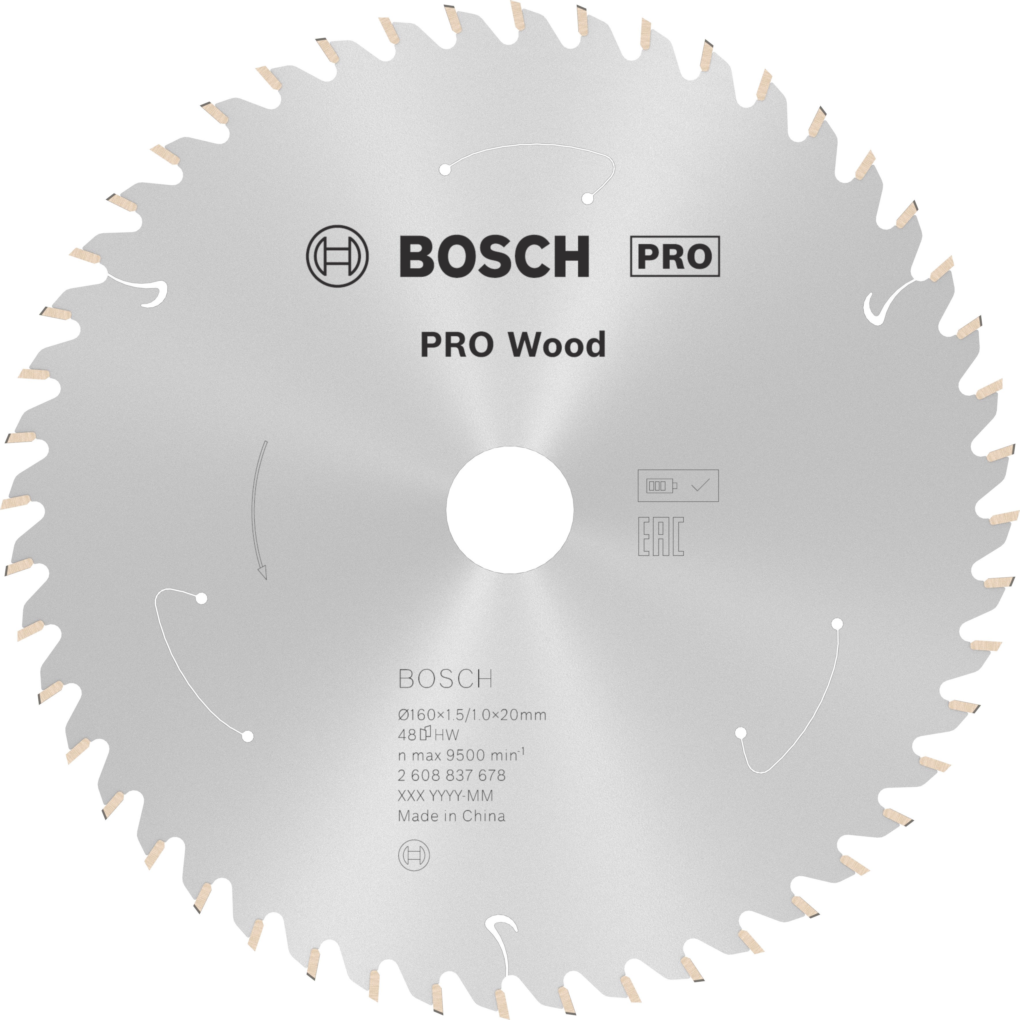 Bosch Accessoires Cirkelzaagblad ACCU Standard for Wood 160x20/15.875x1.5/1.0x48T - 2608837678