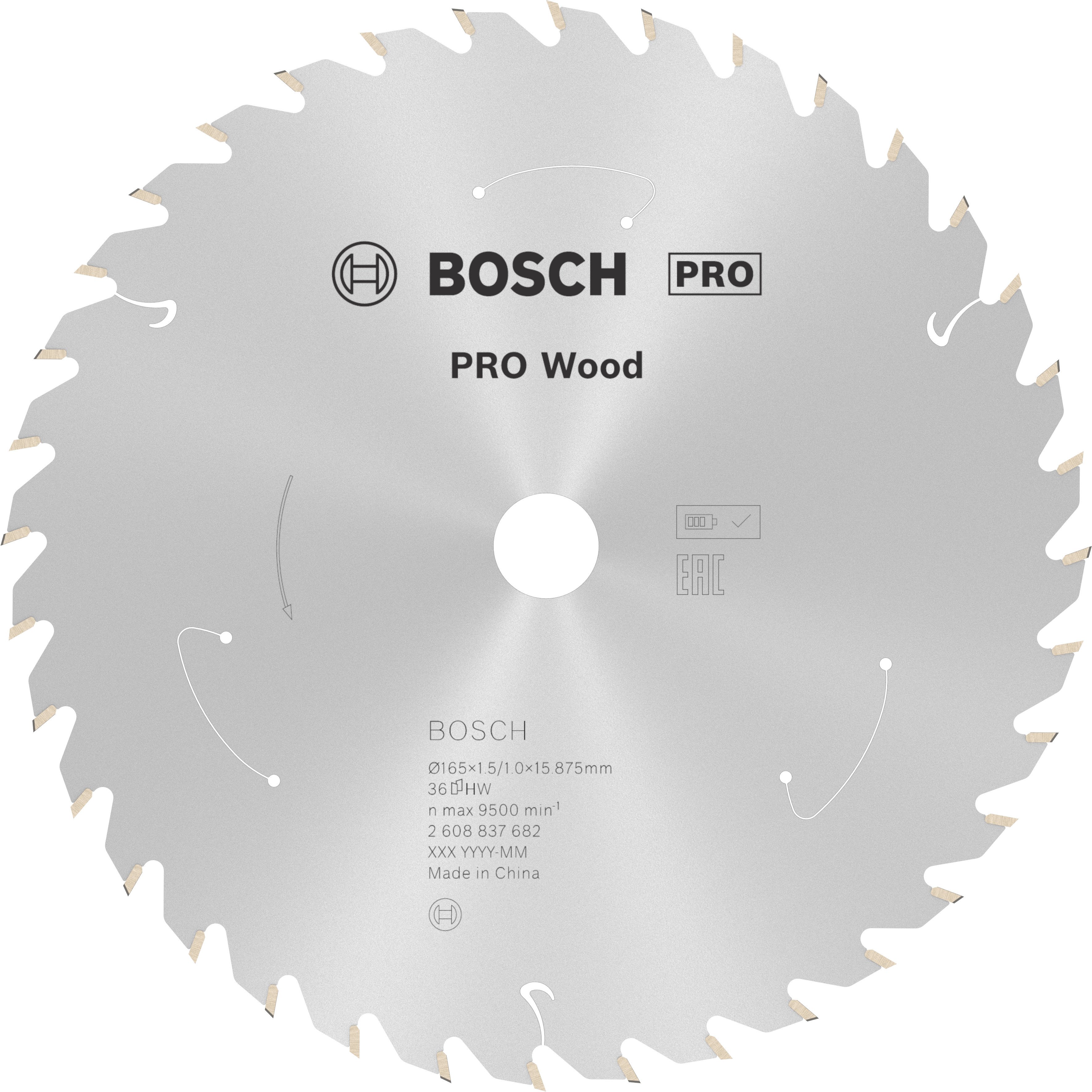 Bosch Accessoires Cirkelzaagblad ACCU Standard for Wood 165x15.875x1.5/1.0x36T - 2608837682