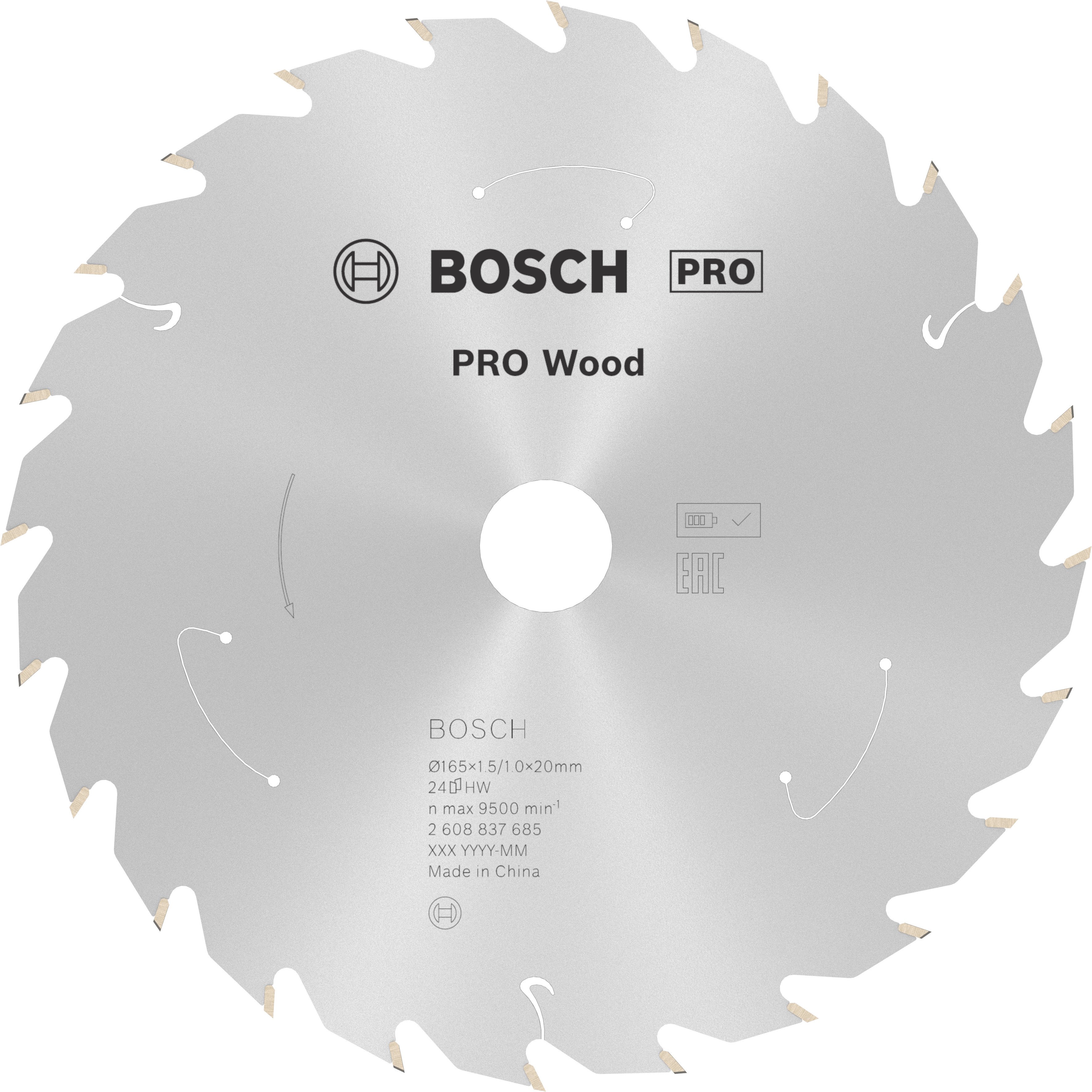 Bosch Accessoires Cirkelzaagblad ST Wood 165x20x1.5/1.0x24T ACCU - 2608837685