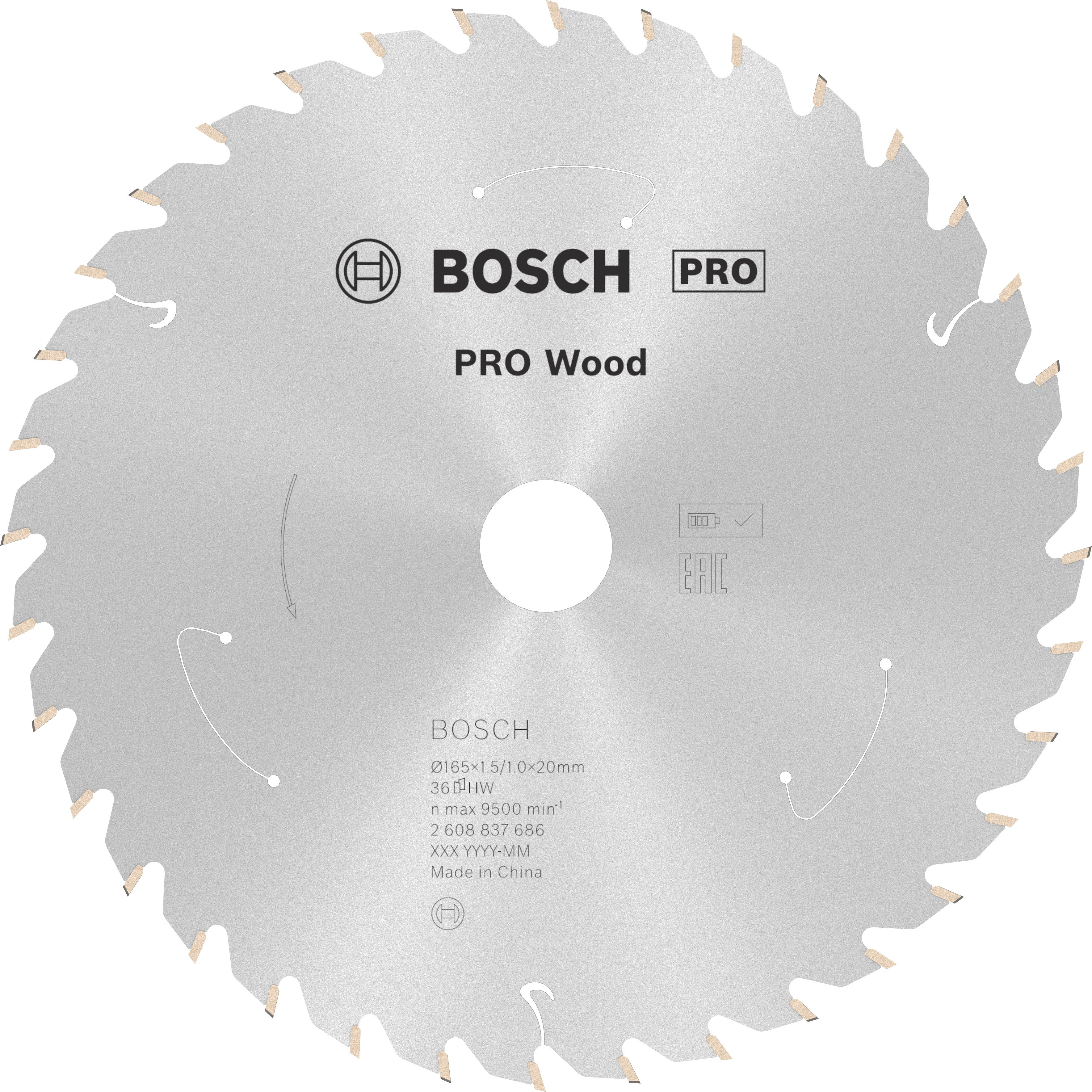 Bosch Accessoires Cirkelzaagblad ACCU Standard for Wood 165x20/16x1.5/1.0x36T - 2608837686
