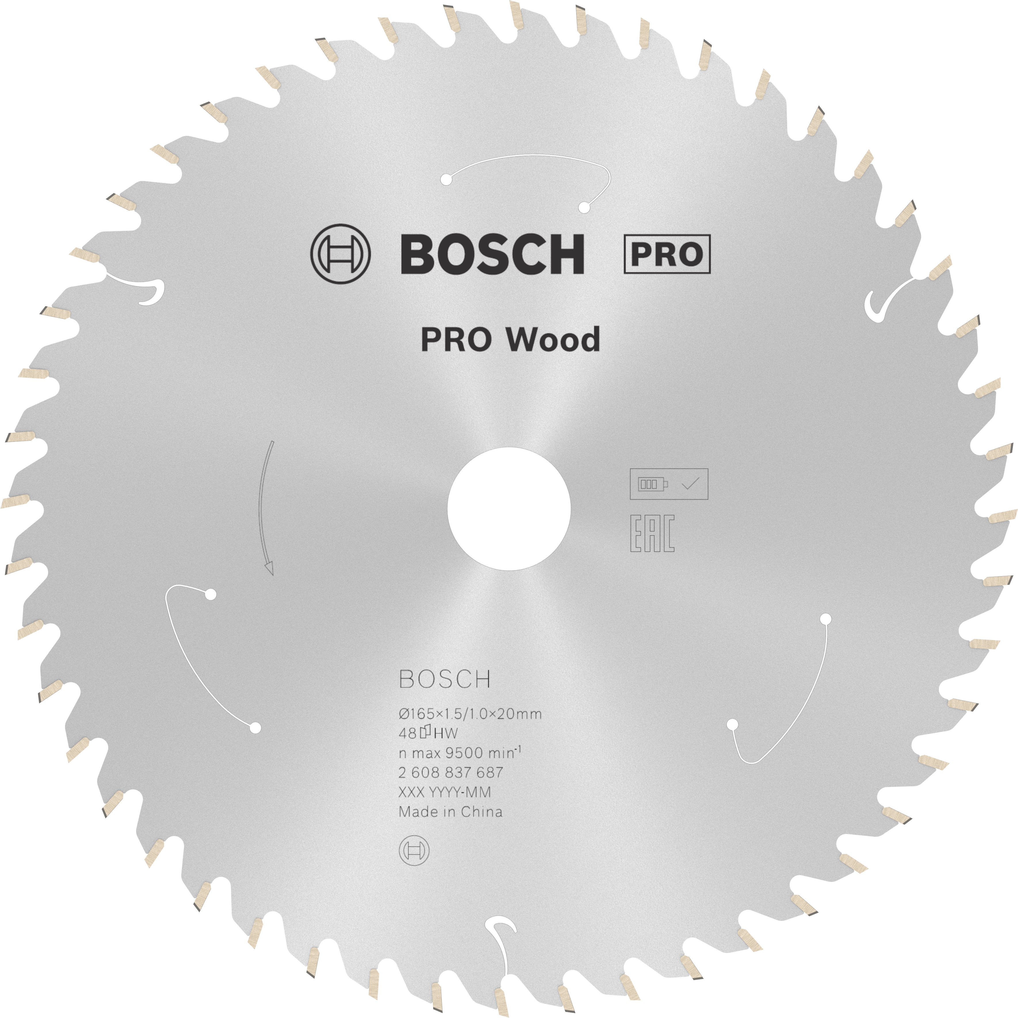 Bosch Accessoires Cirkelzaagblad ACCU Standard for Wood 165x20x1.5/1.0x48T - 2608837687