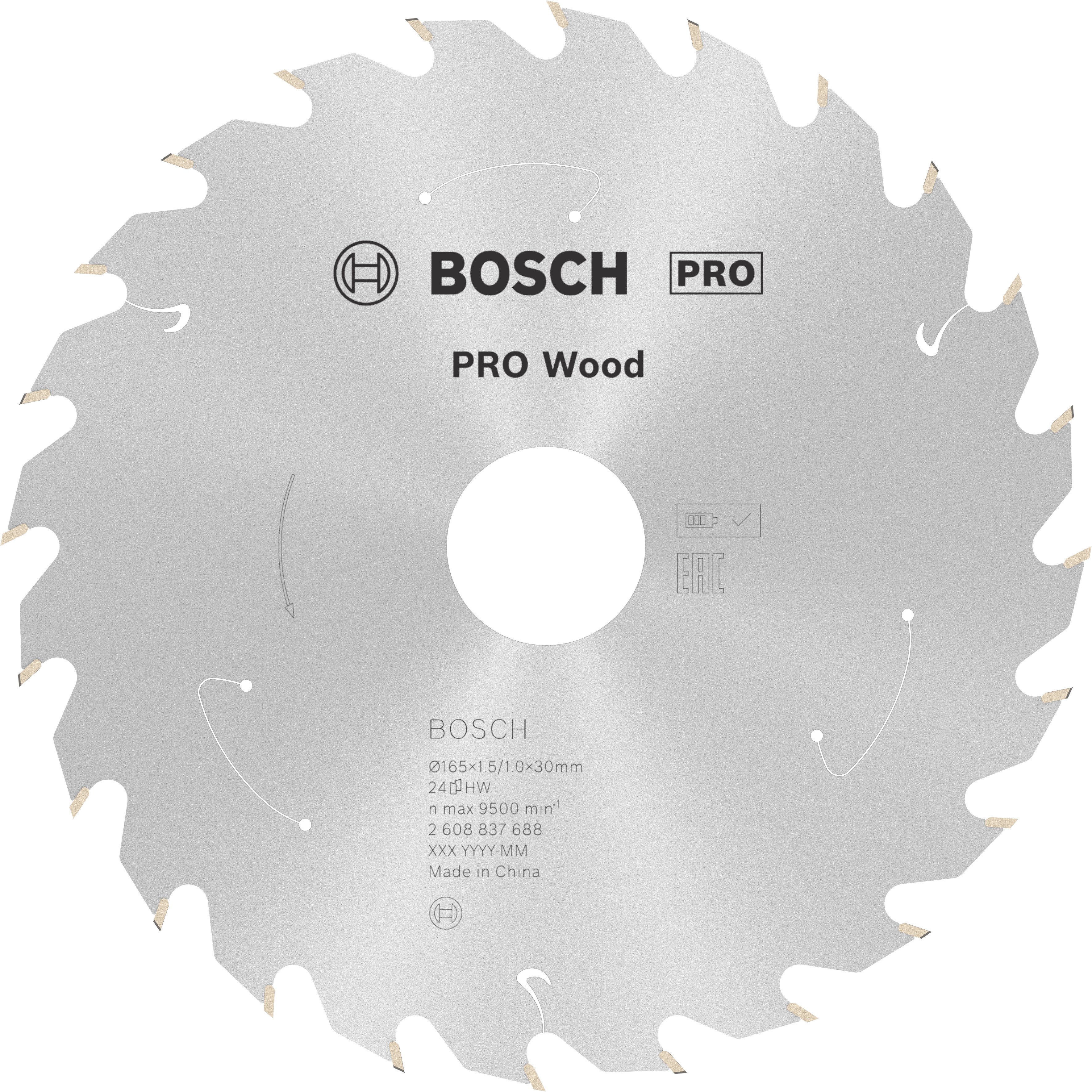 Bosch Accessoires Cirkelzaagblad ACCU Standard for Wood 165x30x1.5/1.0x24T - 2608837688
