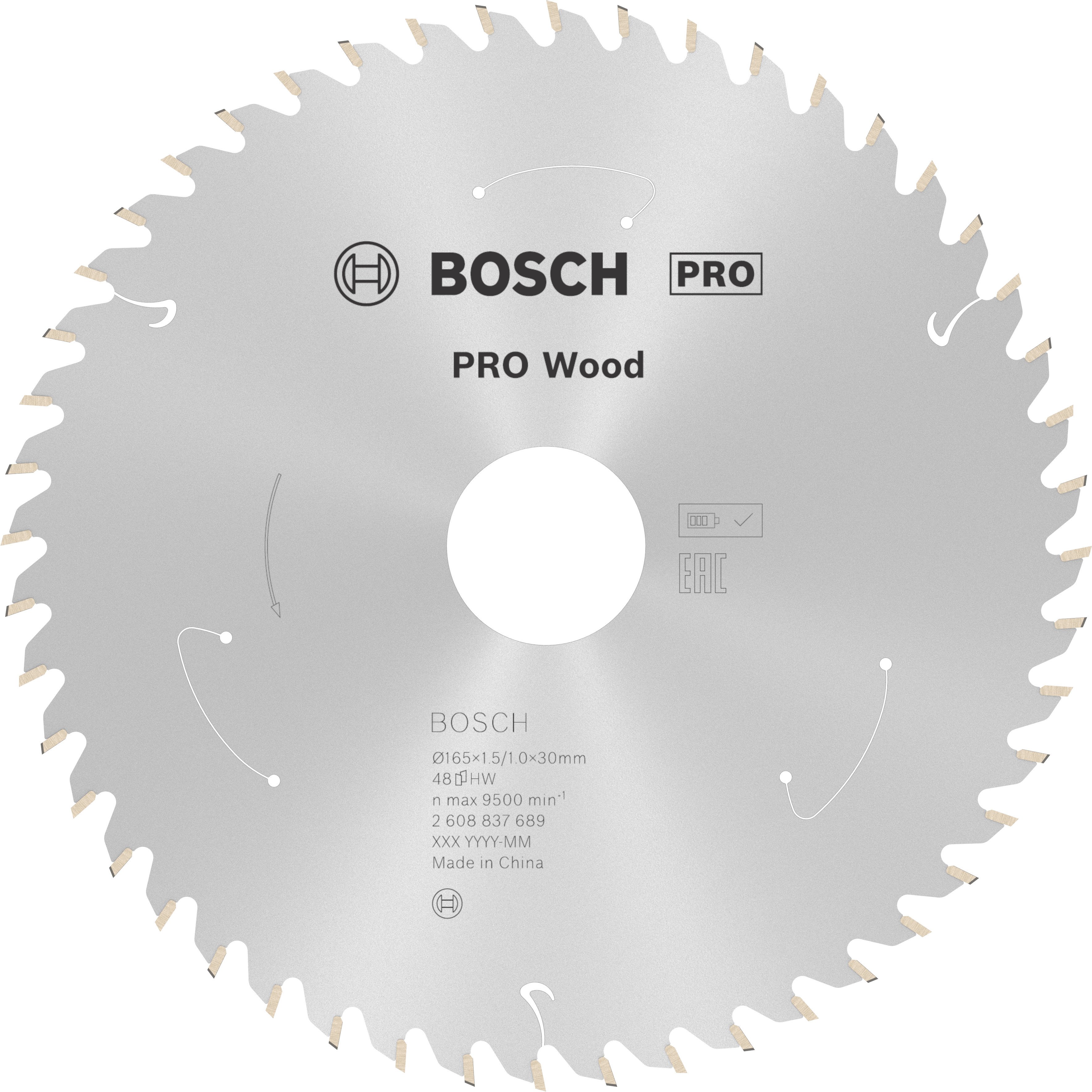 Bosch Accessoires Cirkelzaagblad ACCU Standard for Wood 165x30x1.5/1.0x48T - 2608837689