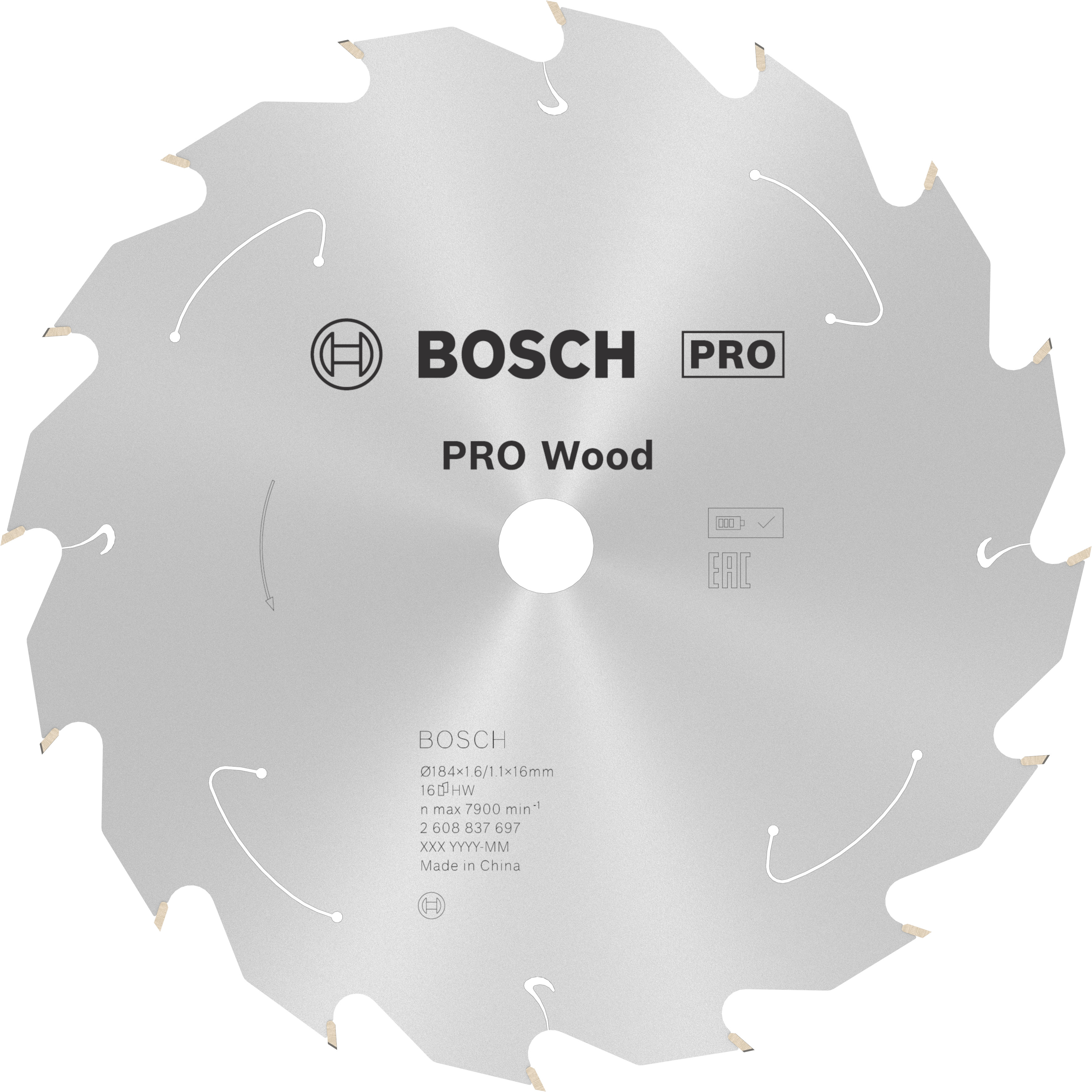 Bosch Accessoires Cirkelzaagblad ACCU Standard for Wood 184x16x1.6/1.1x16T - 2608837697