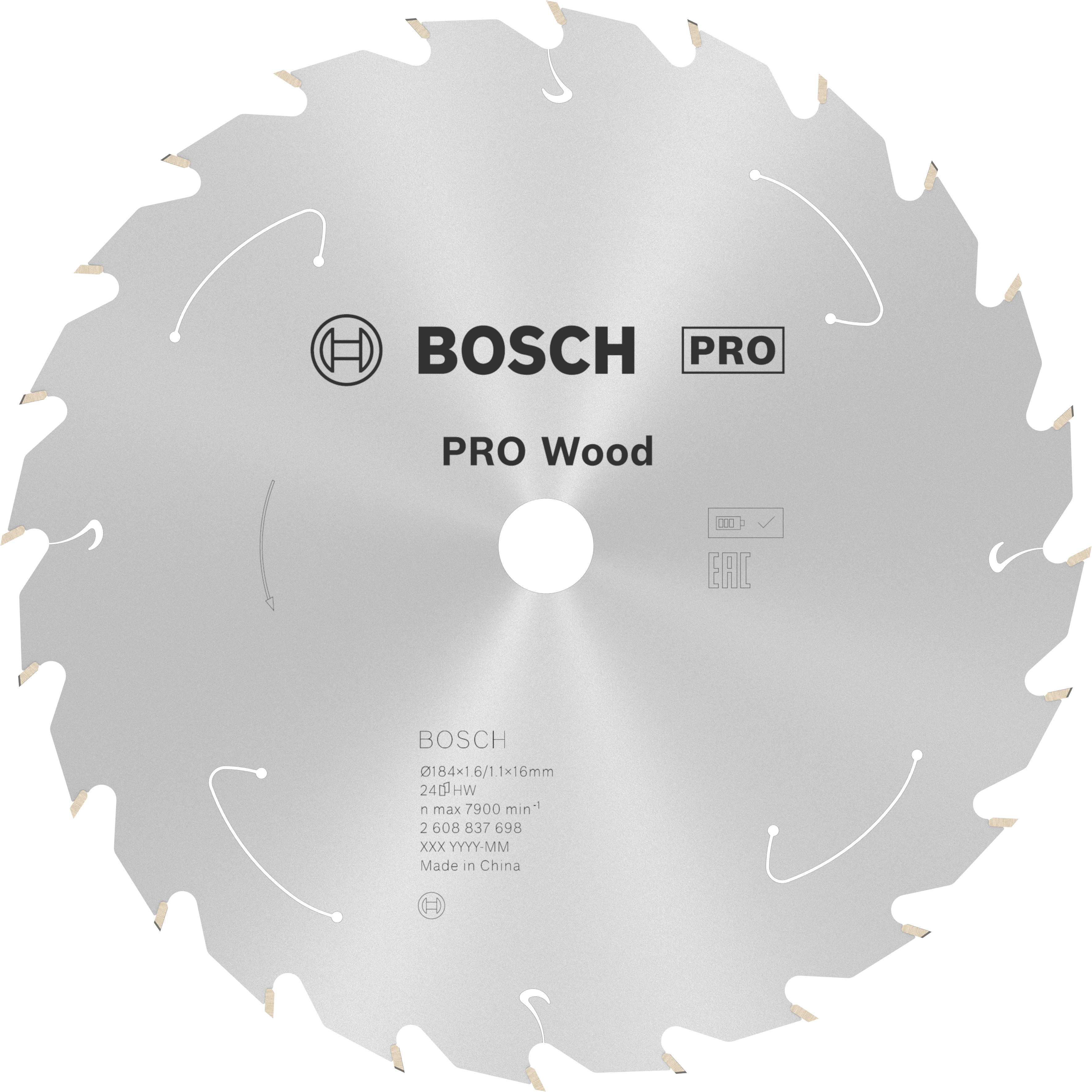 Bosch Accessoires Cirkelzaagblad ACCU Standard for Wood 184x16x1.6/1.1x24T - 2608837698
