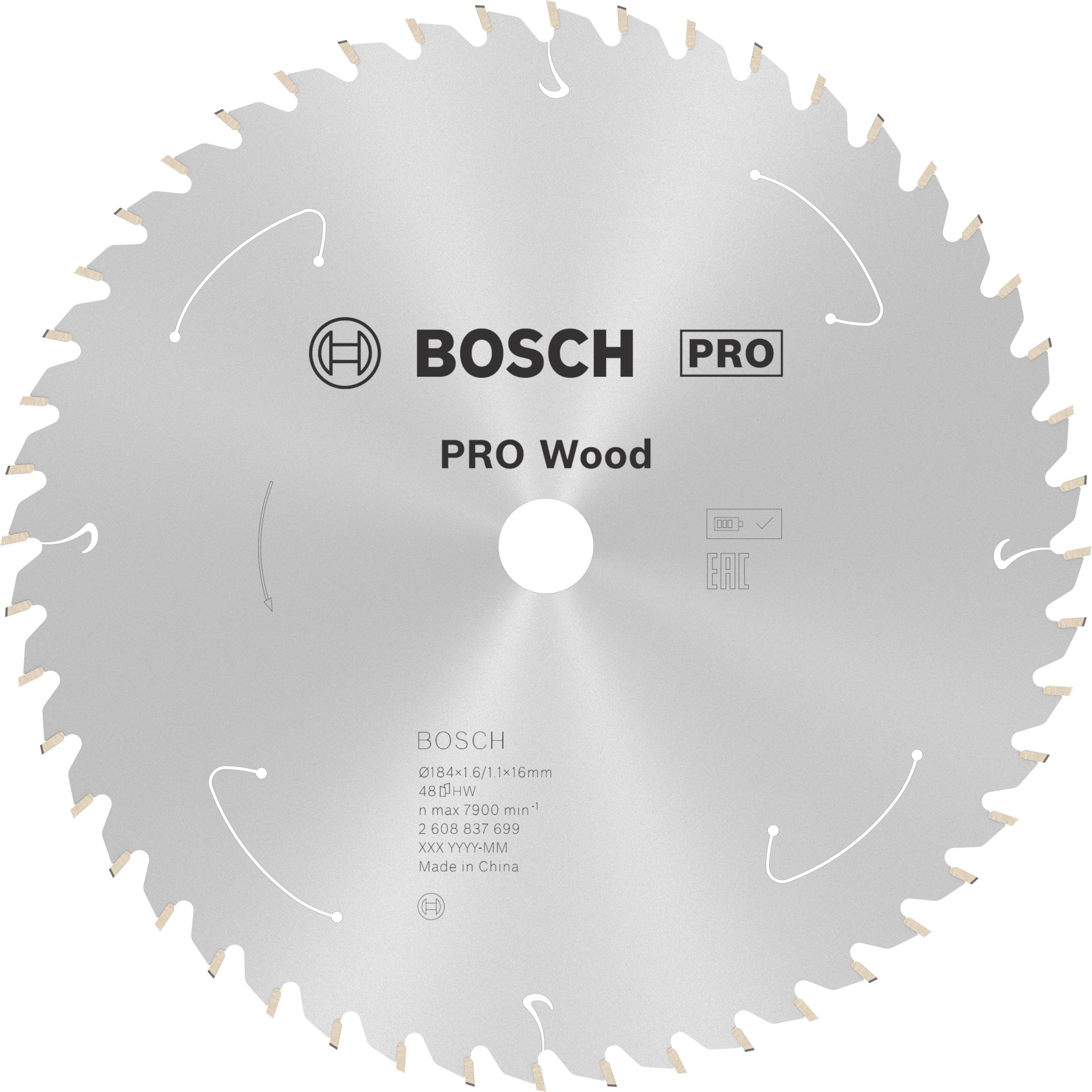 Bosch Accessoires Cirkelzaagblad ACCU Standard for Wood 184x16x1.6/1.1x48T - 2608837699