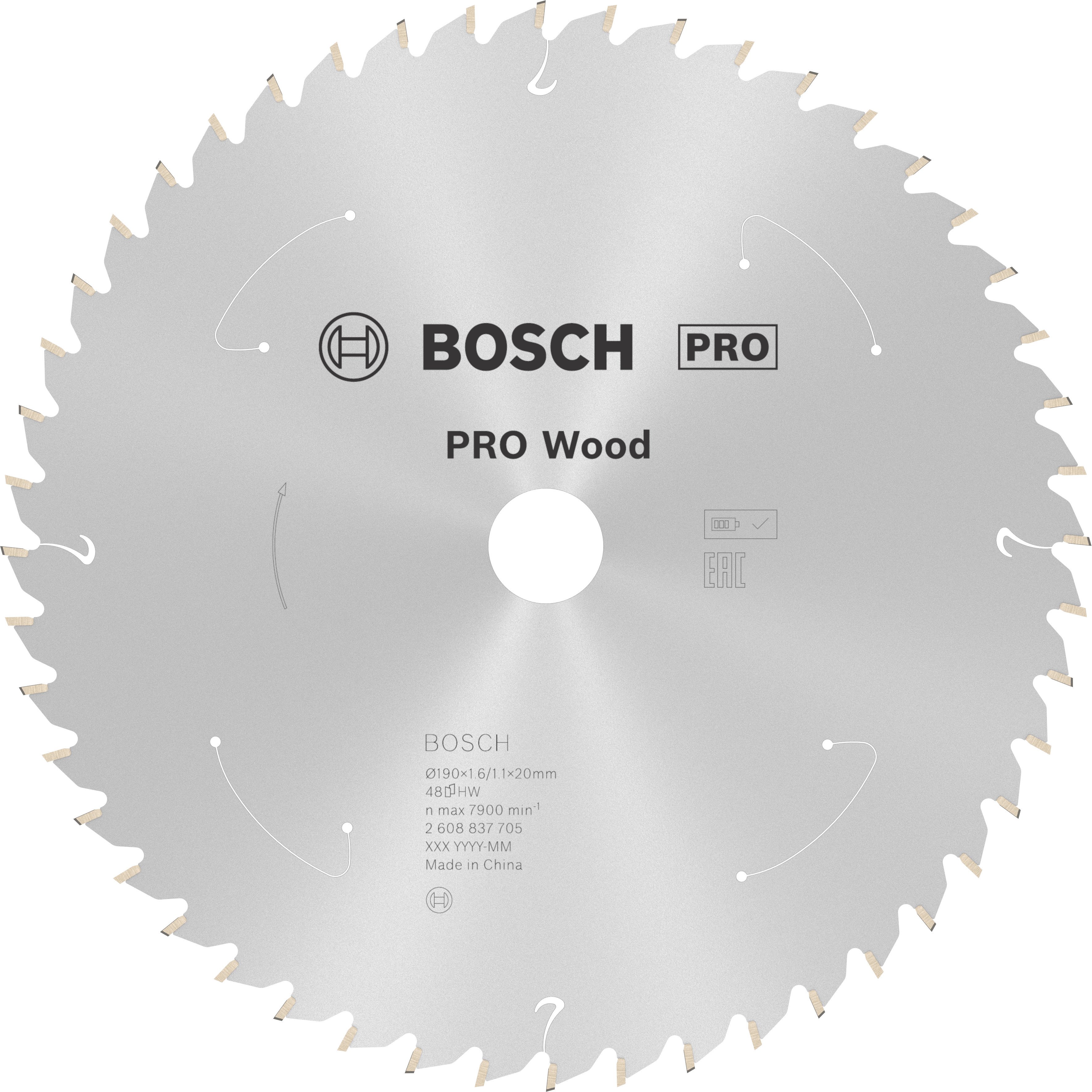 Bosch Accessoires Cirkelzaagblad St Wood 190X20X1.6/1.1X48T - 2608837705