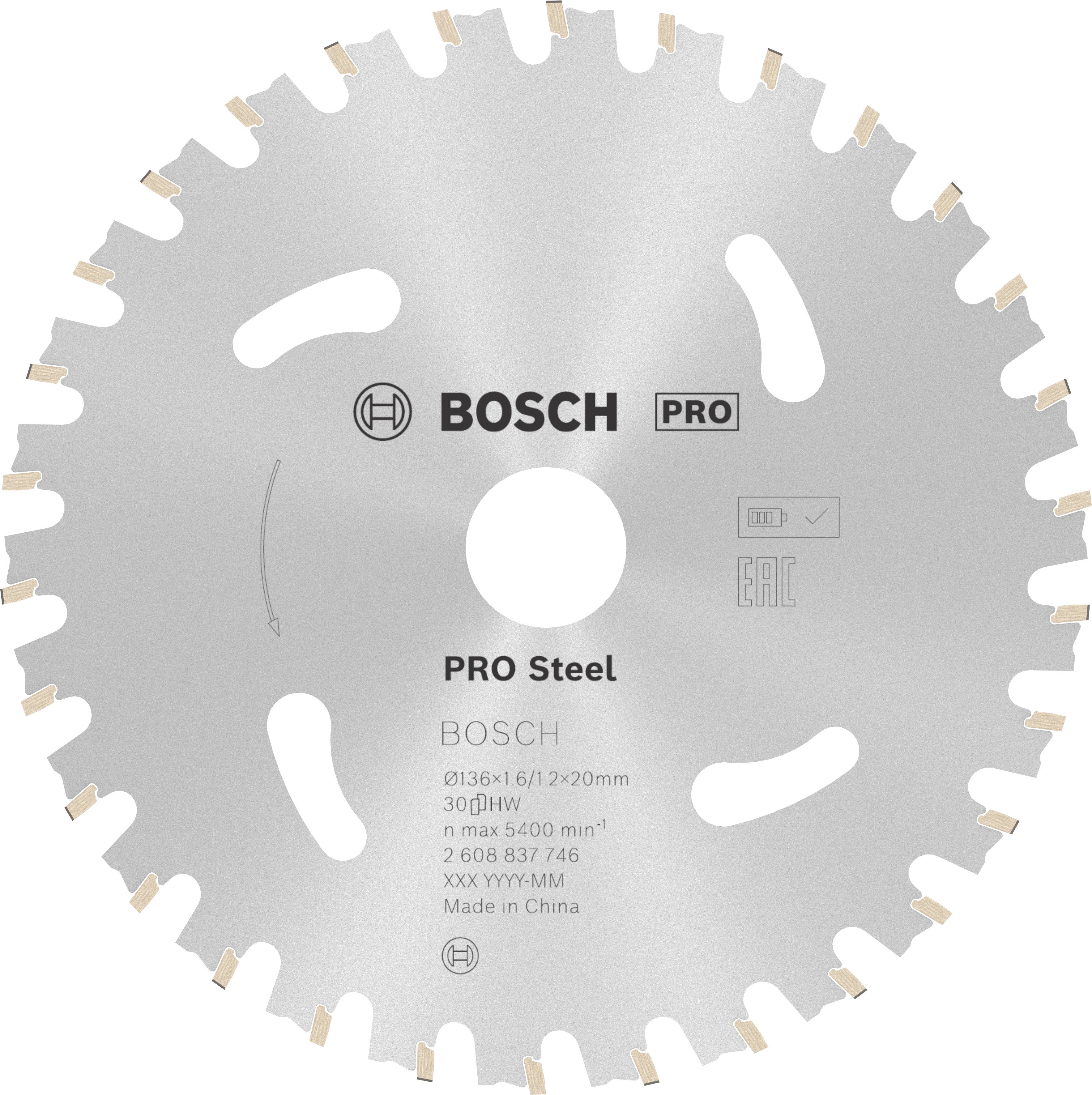 Bosch Accessoires Cirkelzaagblad | Standard for Steel | 136 mm | Asgat 20 mm | T30 2608837746