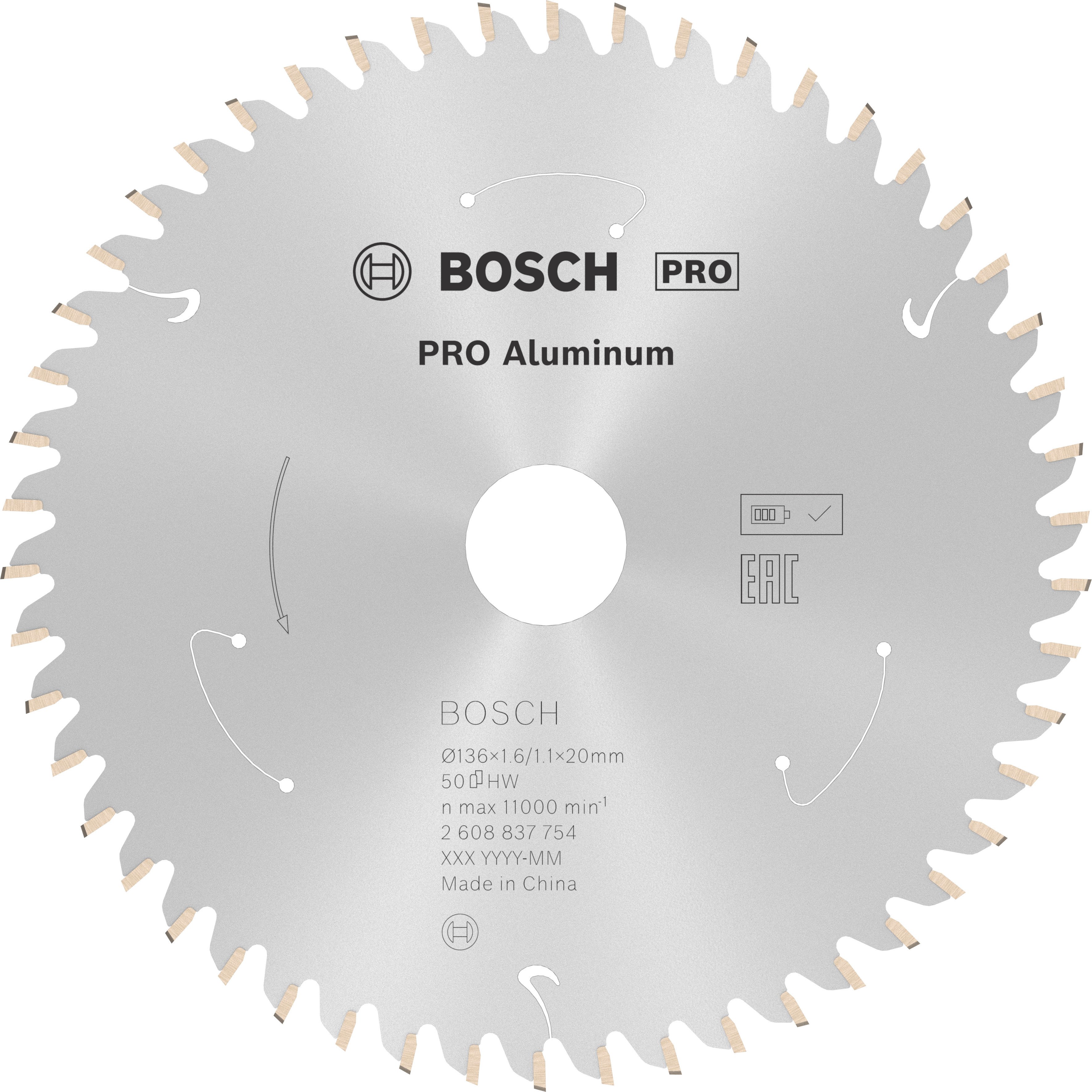 Bosch Accessoires Cirkelzaagblad St Alu 136X20X1.6/1.1X50T - 2608837754