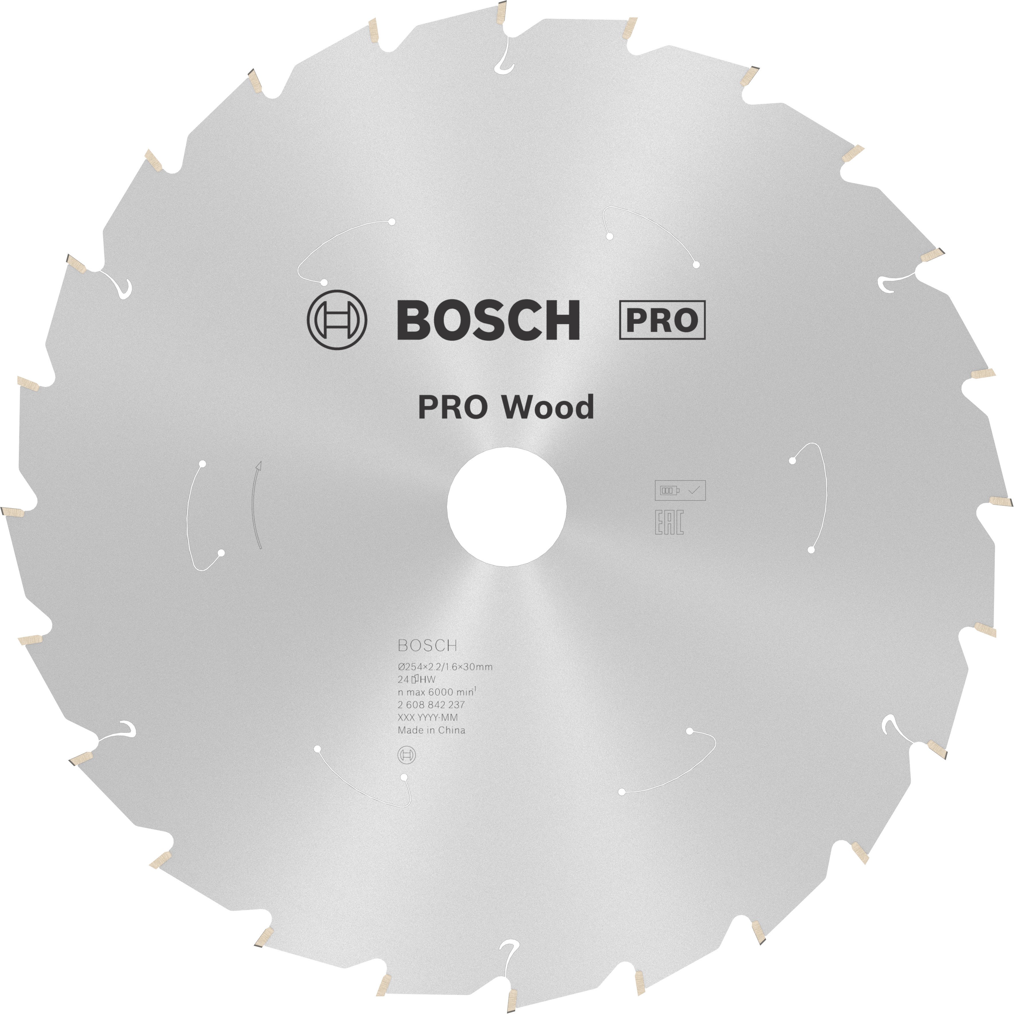 Bosch Accessoires Cirkelzaagblad Accu Stand. Wood 254X30X2,2/1,6 24T - 2608842237