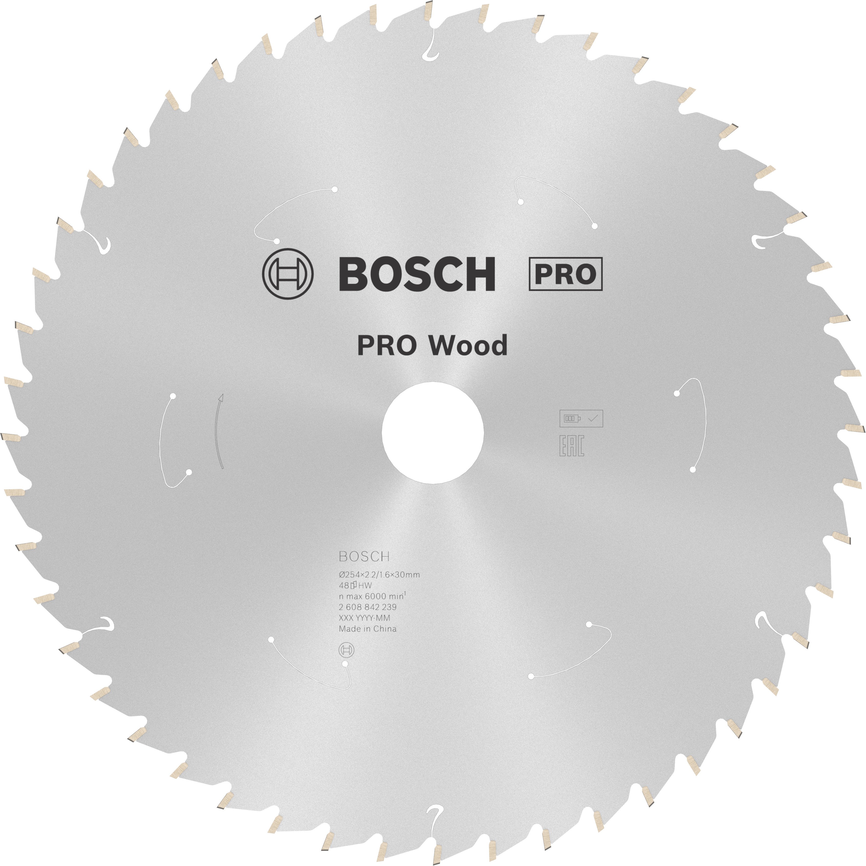 Bosch Accessoires Cirkelzaagblad Accu Stand. Wood 254X30X2,2/1,6 48T - 2608842239
