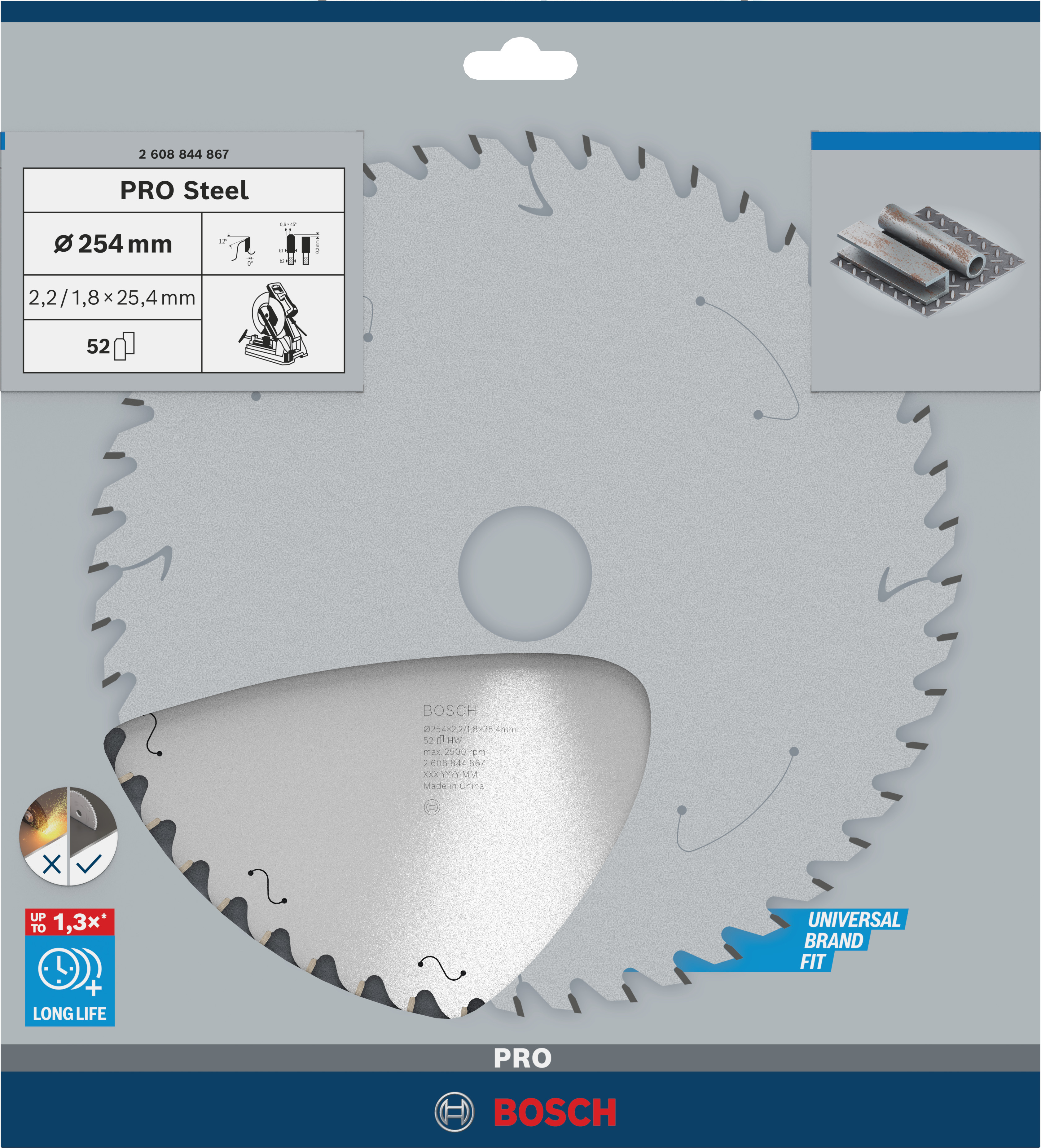 Bosch Accessoires PRO Steel cirkelzaagblad voor gesnoerde machines | 254 x 2 |2 x 25 |4 mm | T52 - 2608844867