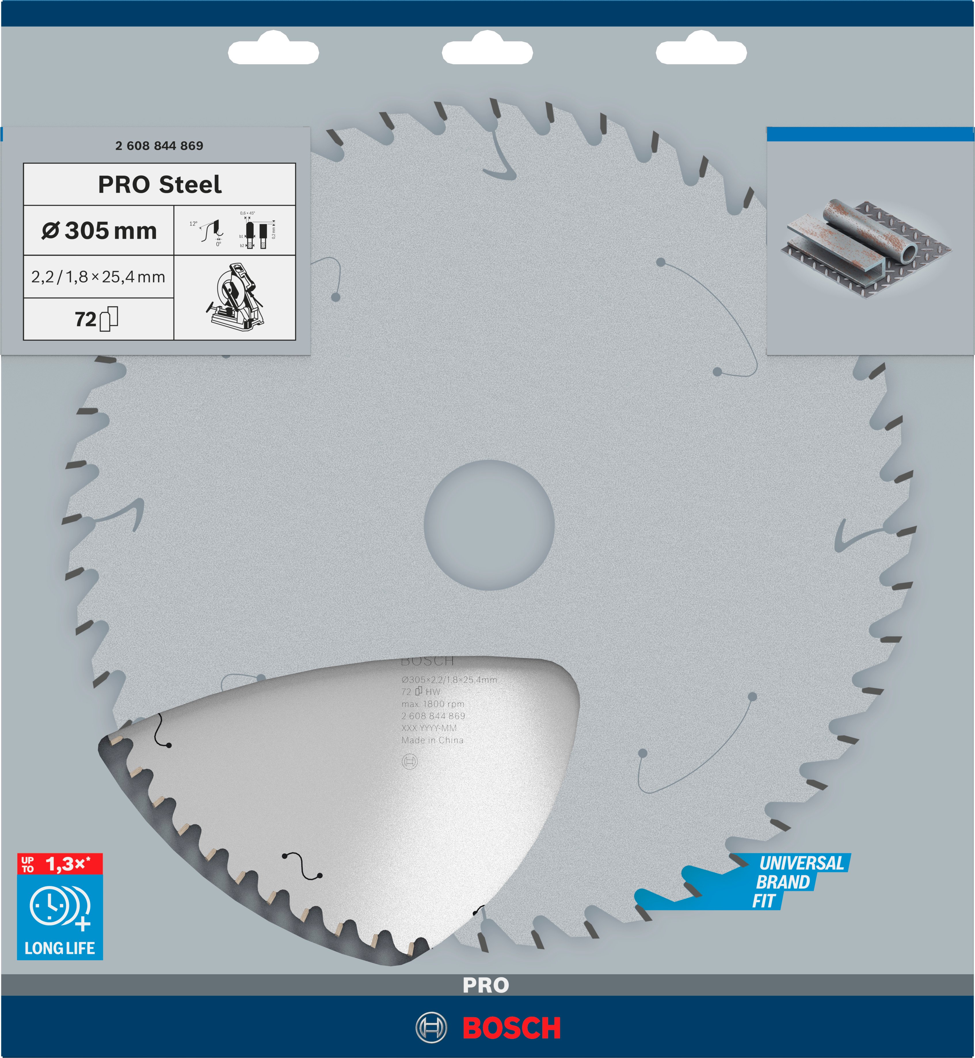 Bosch Accessoires PRO Steel cirkelzaagblad voor gesnoerde machines | 305 x 2 |2 x 25 |4 mm | T72 - 2608844869