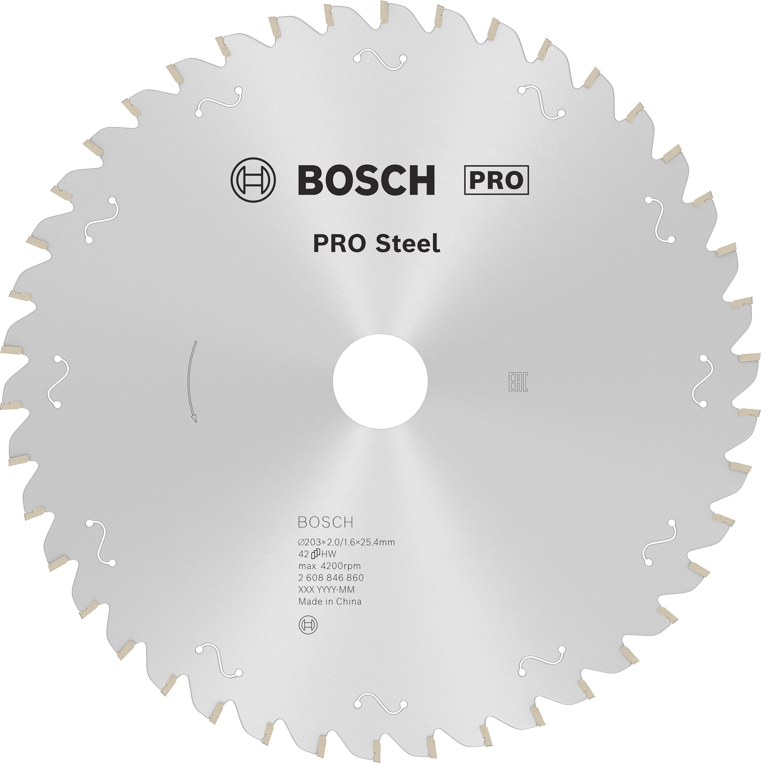 Bosch Accessoires PRO Steel Cirkel gesnoerd Zaagblad | 203 x 2 x 25,4 mm - 2608846860