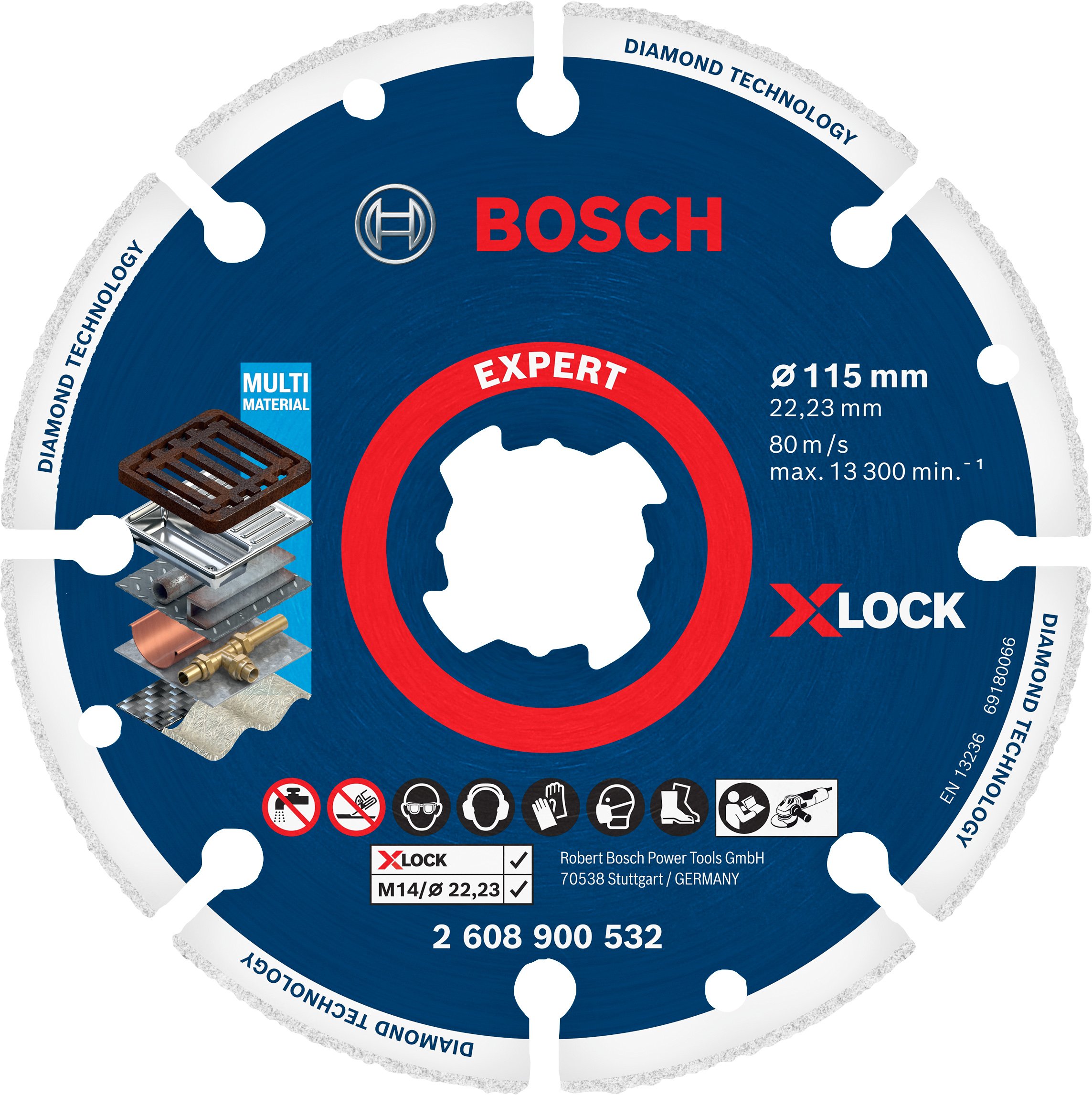 Bosch Accessoires Expert Diamond Metal Wheel X-LOCK doorslijpschijf 115 x 22,23 mm - 1 stuk(s) - 2608900532