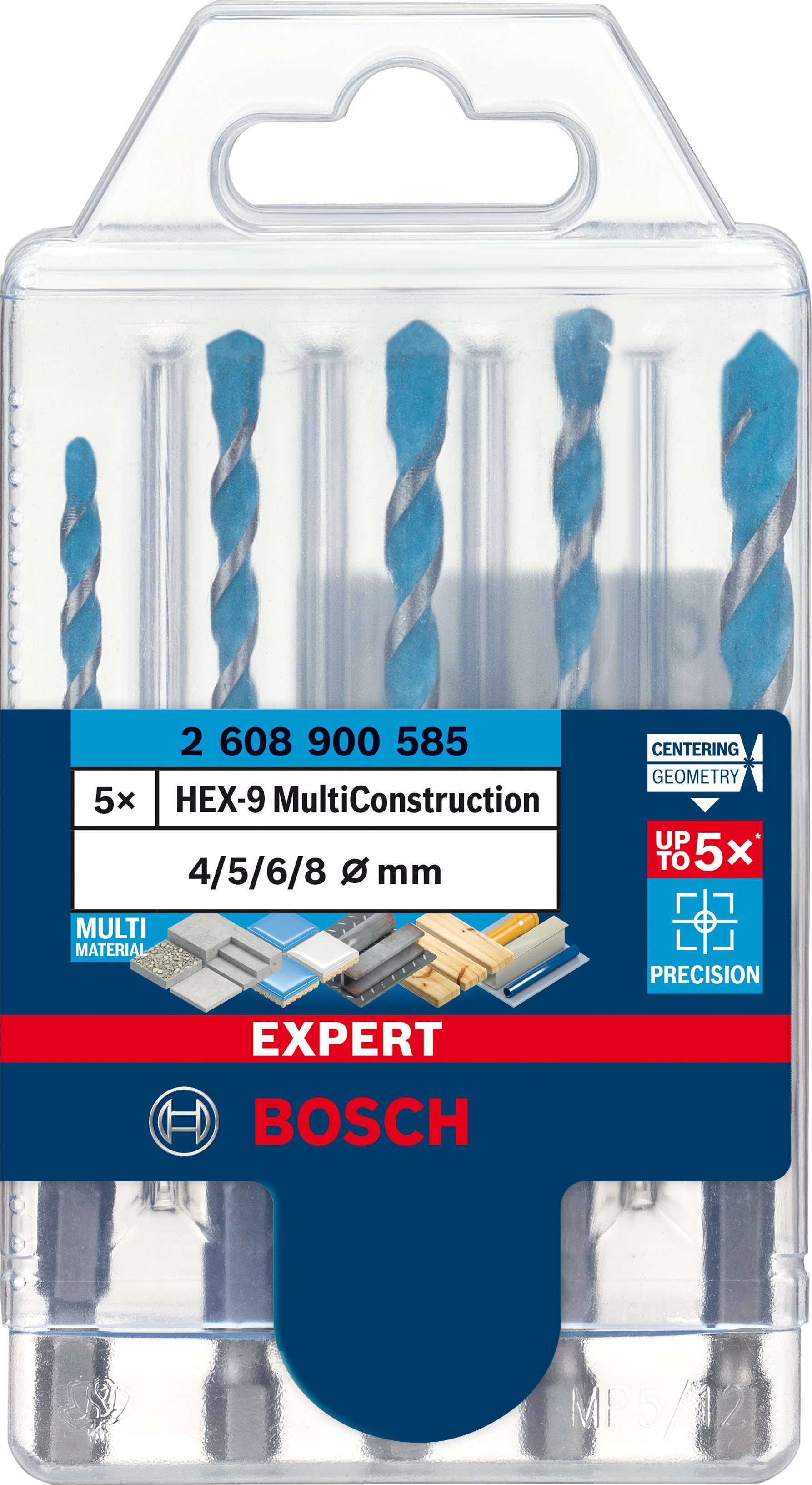 Bosch Accessoires Expert MultiConstruction HEX-9 boor 4/5/6/6/8 mm 5-delig - 1 stuk(s) - 2608900585
