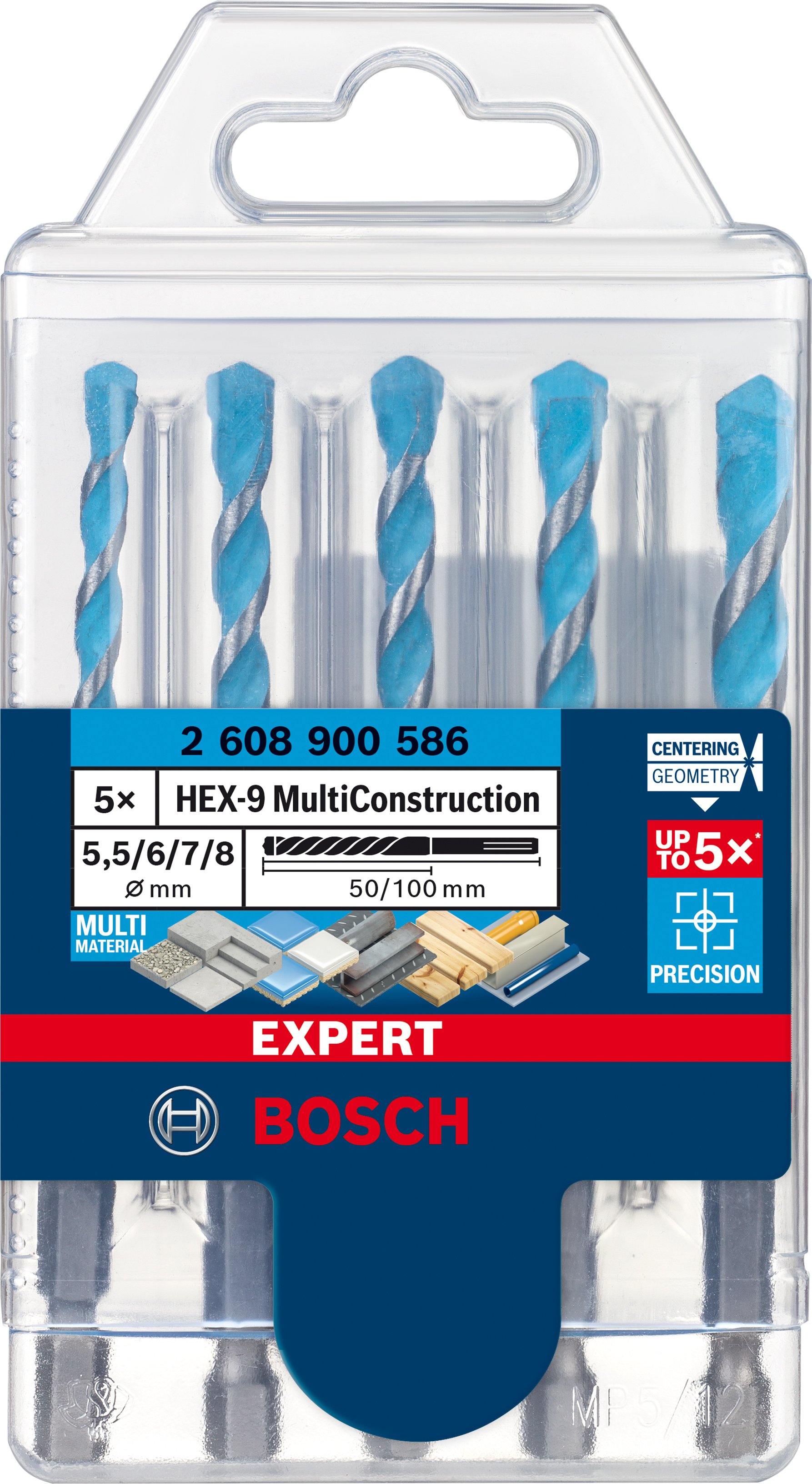Bosch Accessoires EXPERT HEX-9 Multi Construction boorset 5 |5/6/6/7/8 mm | 5-delig - 2608900586
