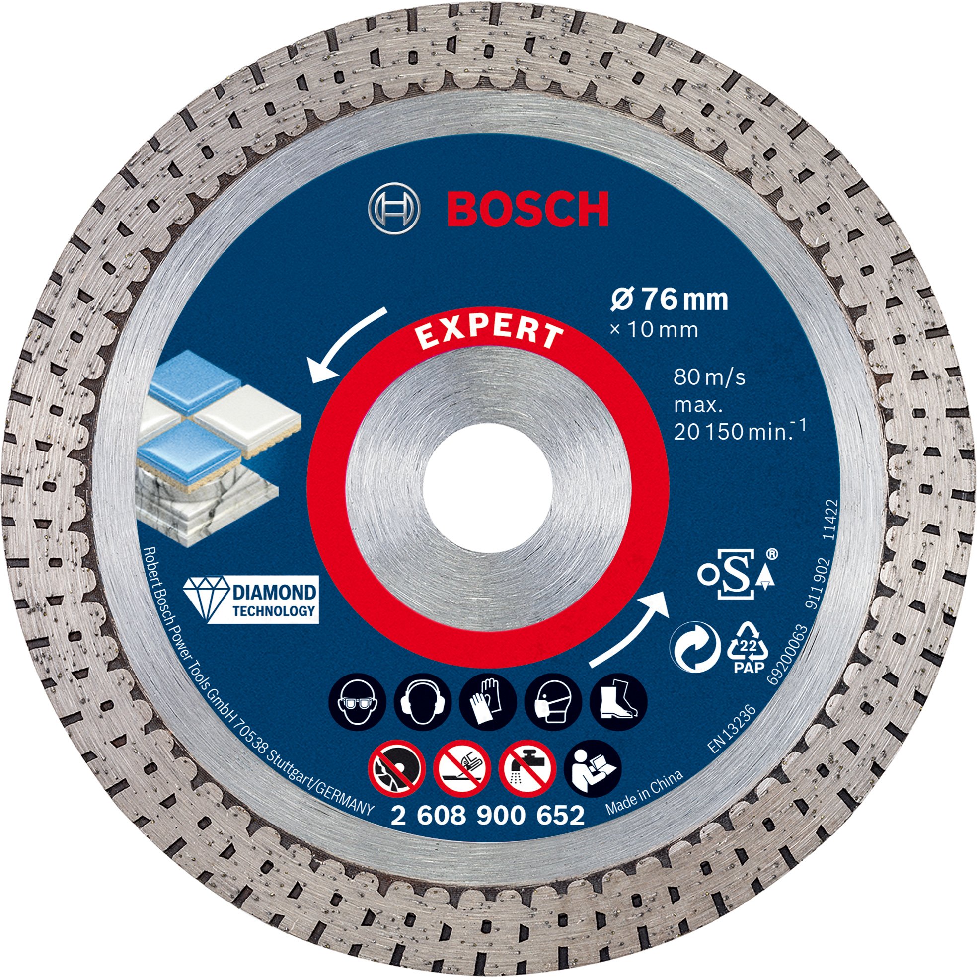 Bosch Accessoires Expert HardCeramic 76 mm diamantdoorslijpschijf 76 x 1,9 x 10 mm - 1 stuk(s) - 2608900652