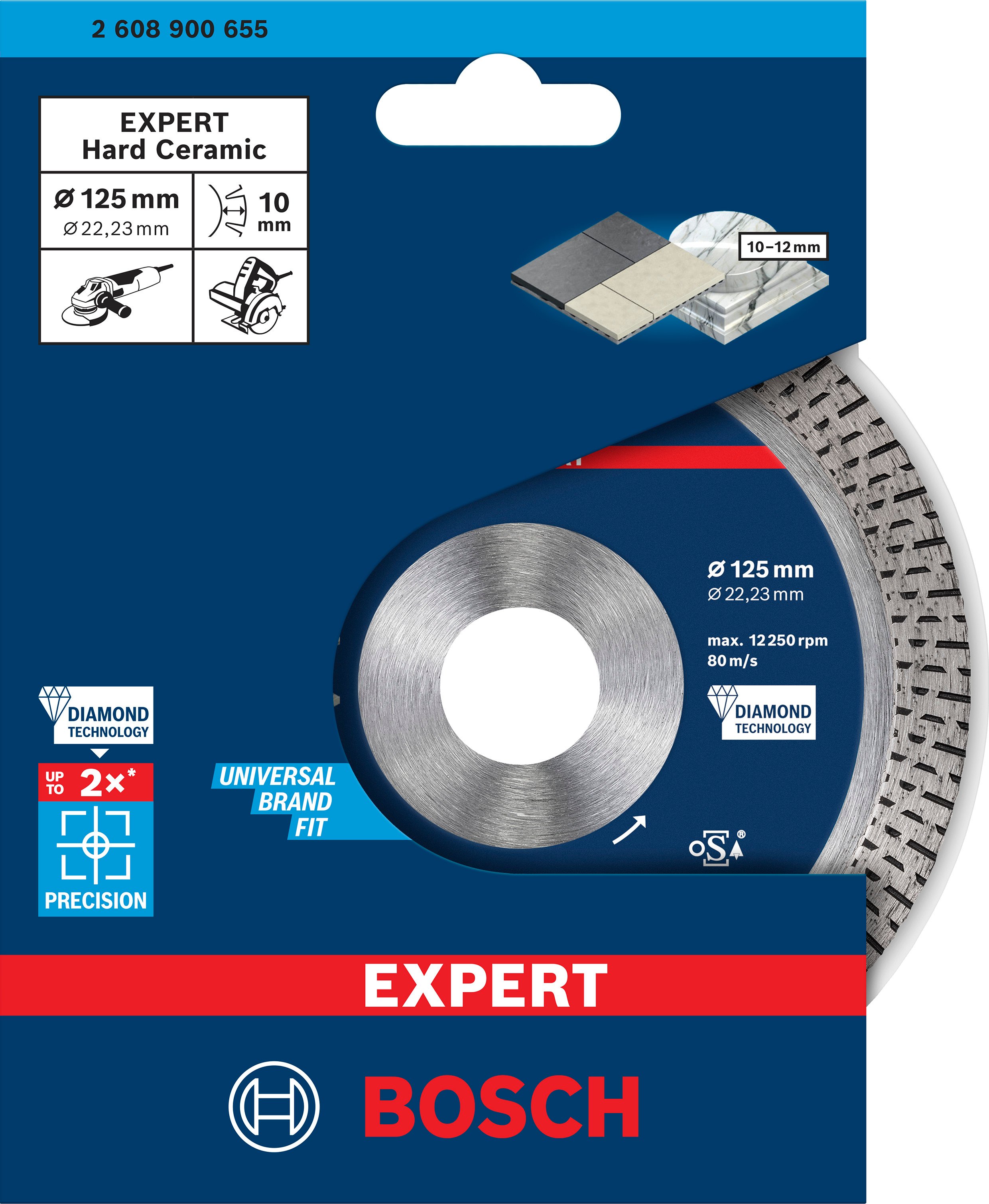 Bosch Accessoires EXPERT HardCeramic diamantdoorslijpschijf 125 x 22 |23 x 1 |4 x 10 mm - 2608900655