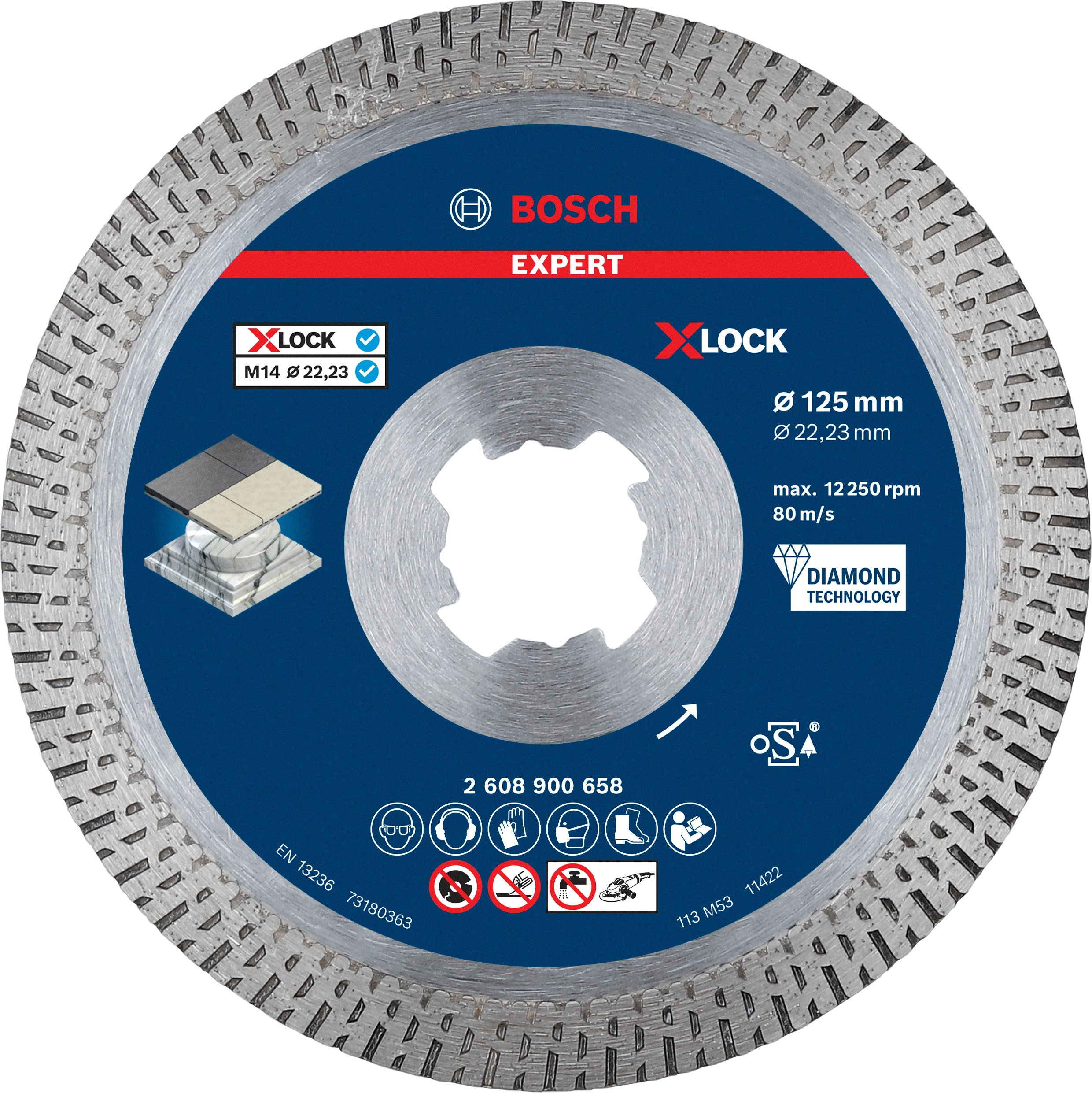 Bosch Accessoires Expert HardCeramic X-LOCK diamantdoorslijpschijf 125 x 22,23 x 1,6 x 10 mm - 1 stuk(s) - 2608900658