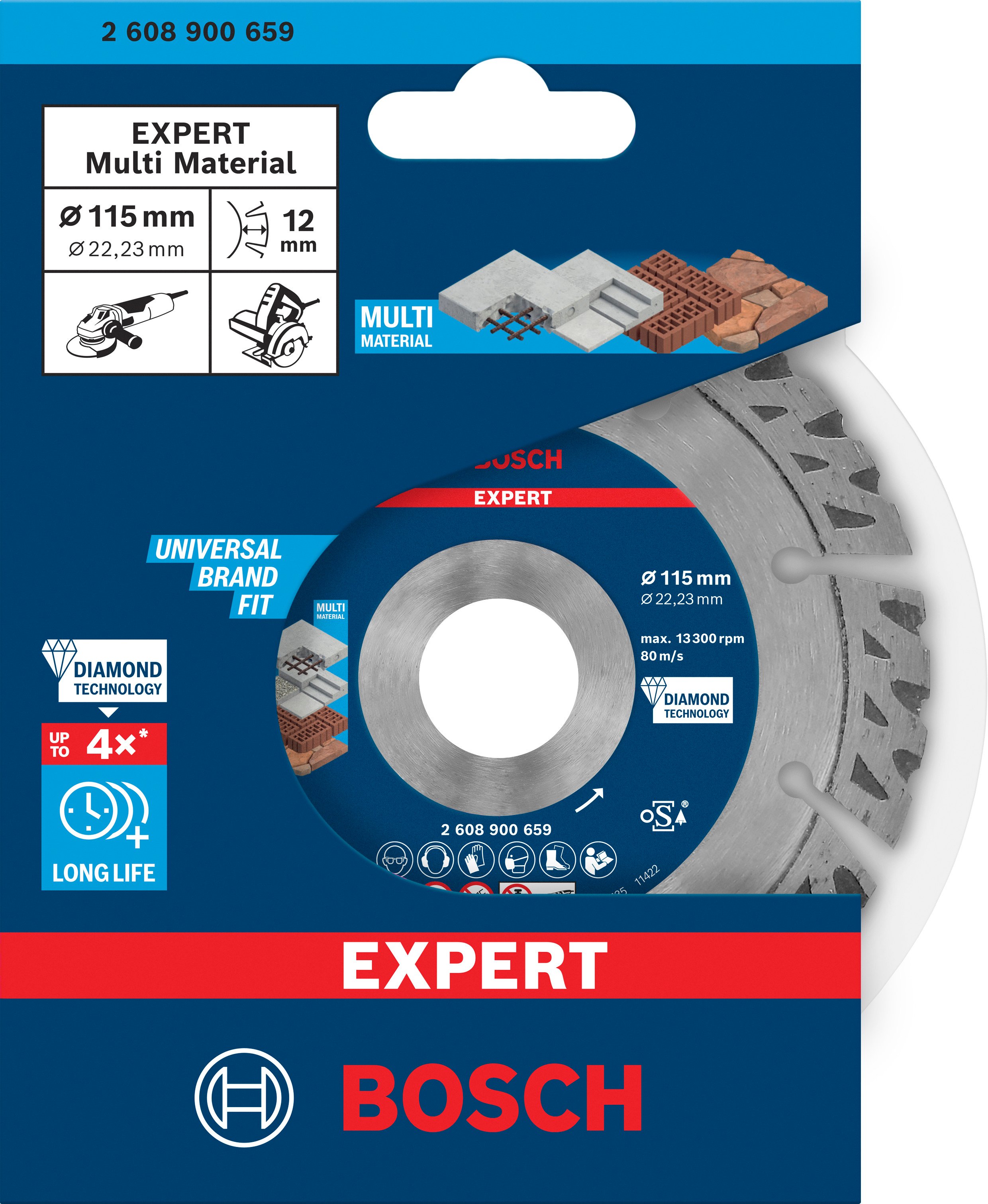 Bosch Accessoires EXPERT MultiMaterial diamantdoorslijpschijf 115 x 22 |23 x 2 |2 x 12 mm - 2608900659