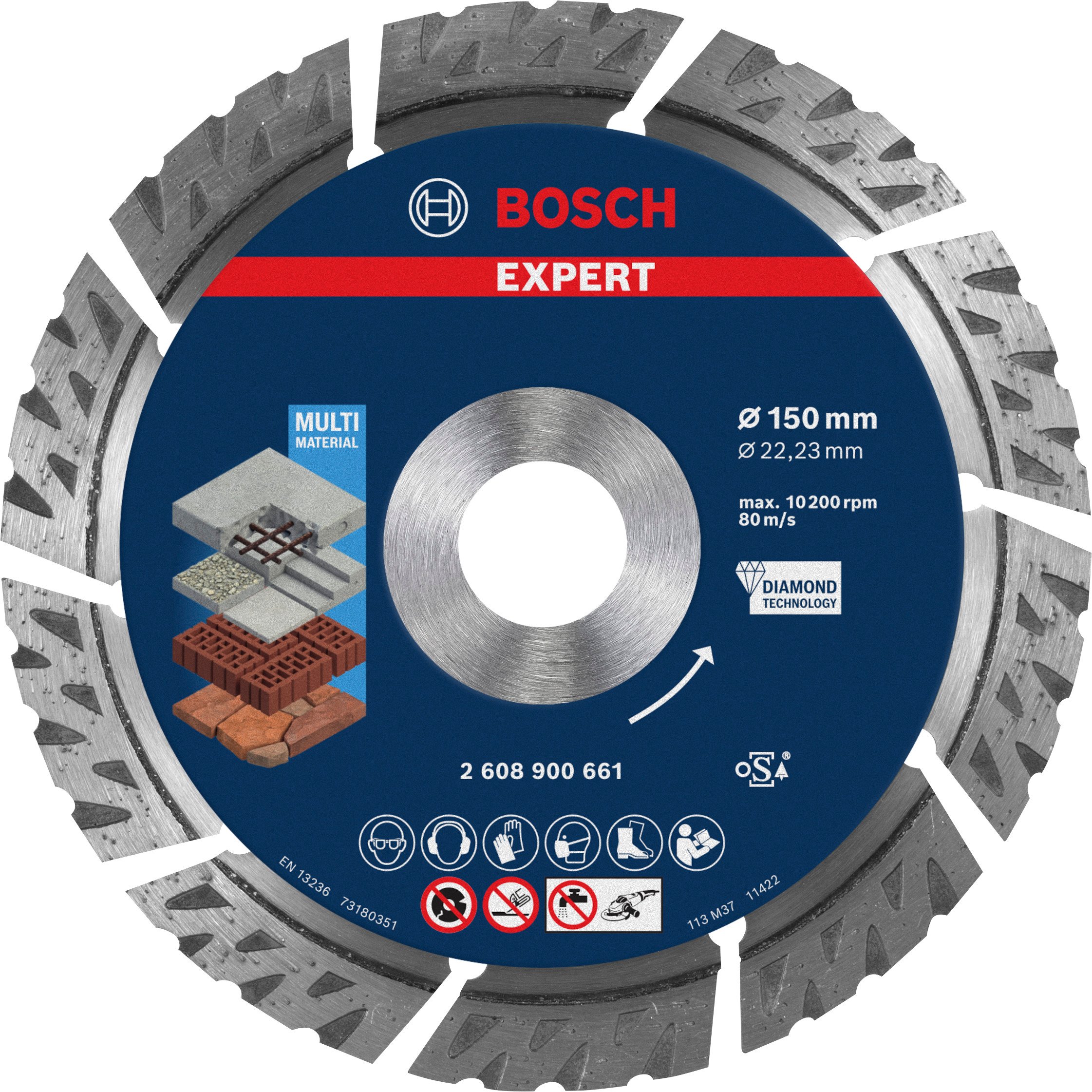 Bosch Accessoires Expert MultiMaterial diamantdoorslijpschijf 150 x 22,23 x 2,4 x 12 mm - 1 stuk(s) - 2608900661