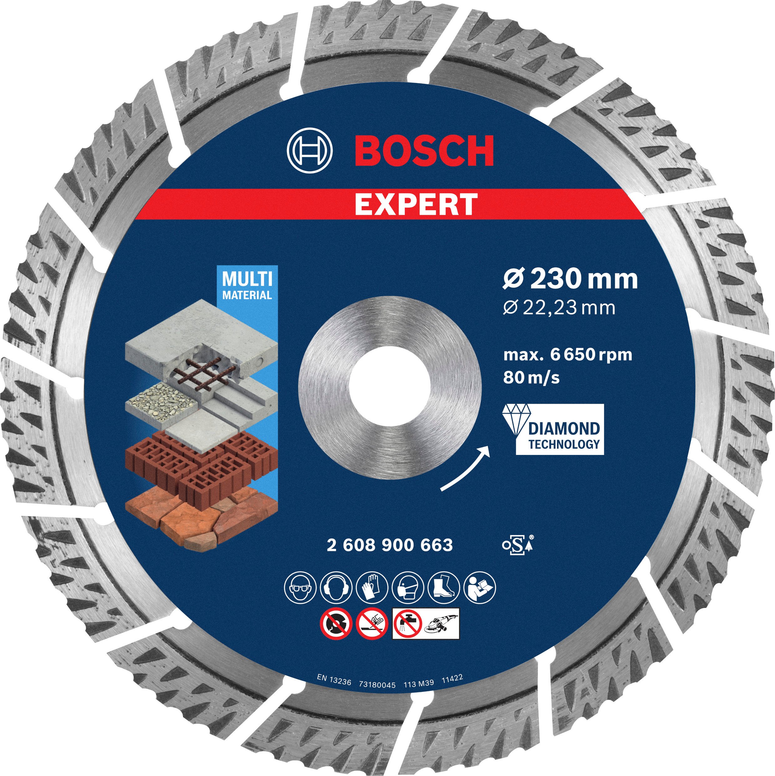 Bosch Accessoires Expert MultiMaterial diamantdoorslijpschijf 230 x 22,23 x 2,4 x 15 mm - 1 stuk(s) - 2608900663