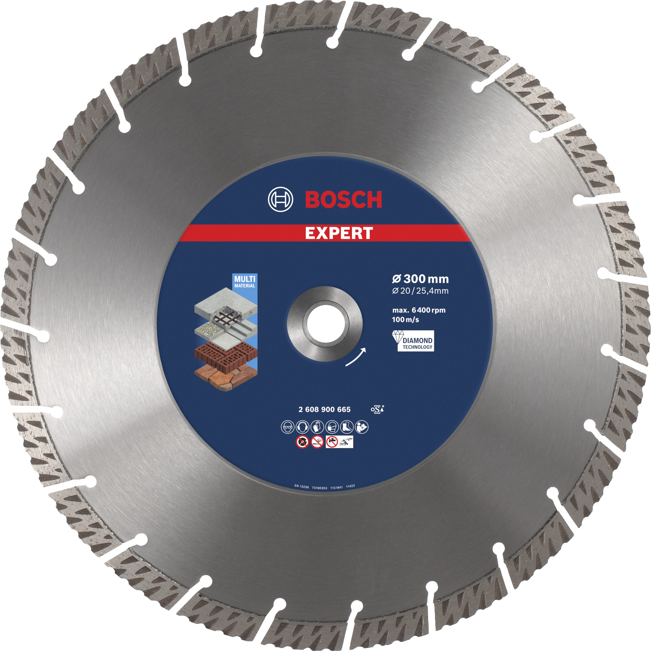 Bosch Accessoires Expert MultiMaterial diamantdoorslijpschijf 300 x 20/25,40 x 3 x 15 mm - 1 stuk(s) - 2608900665