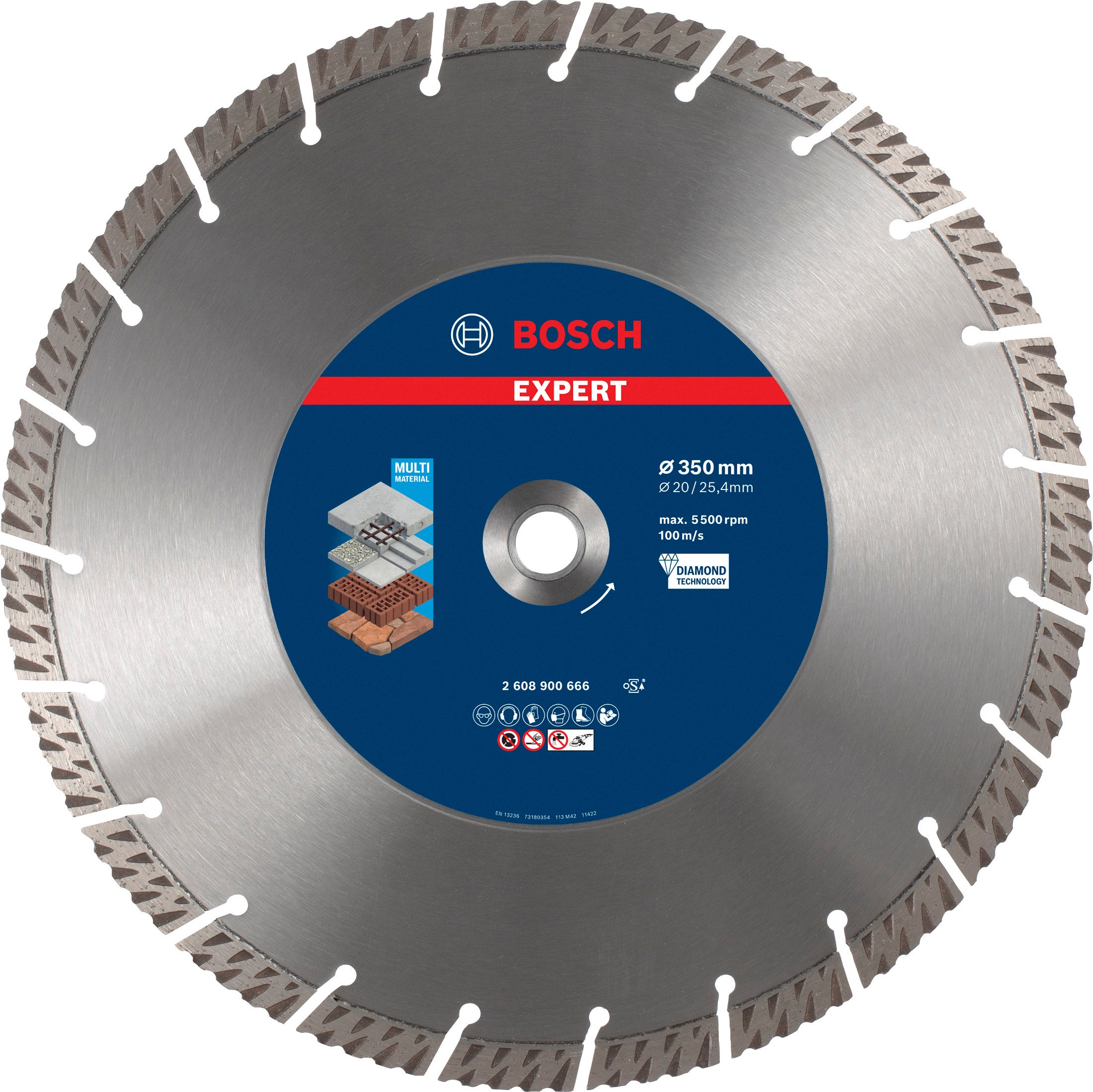 Bosch Accessoires Expert MultiMaterial diamantdoorslijpschijf 350 x 20/25,40 x 3,3 x 15 mm - 1 stuk(s) - 2608900666