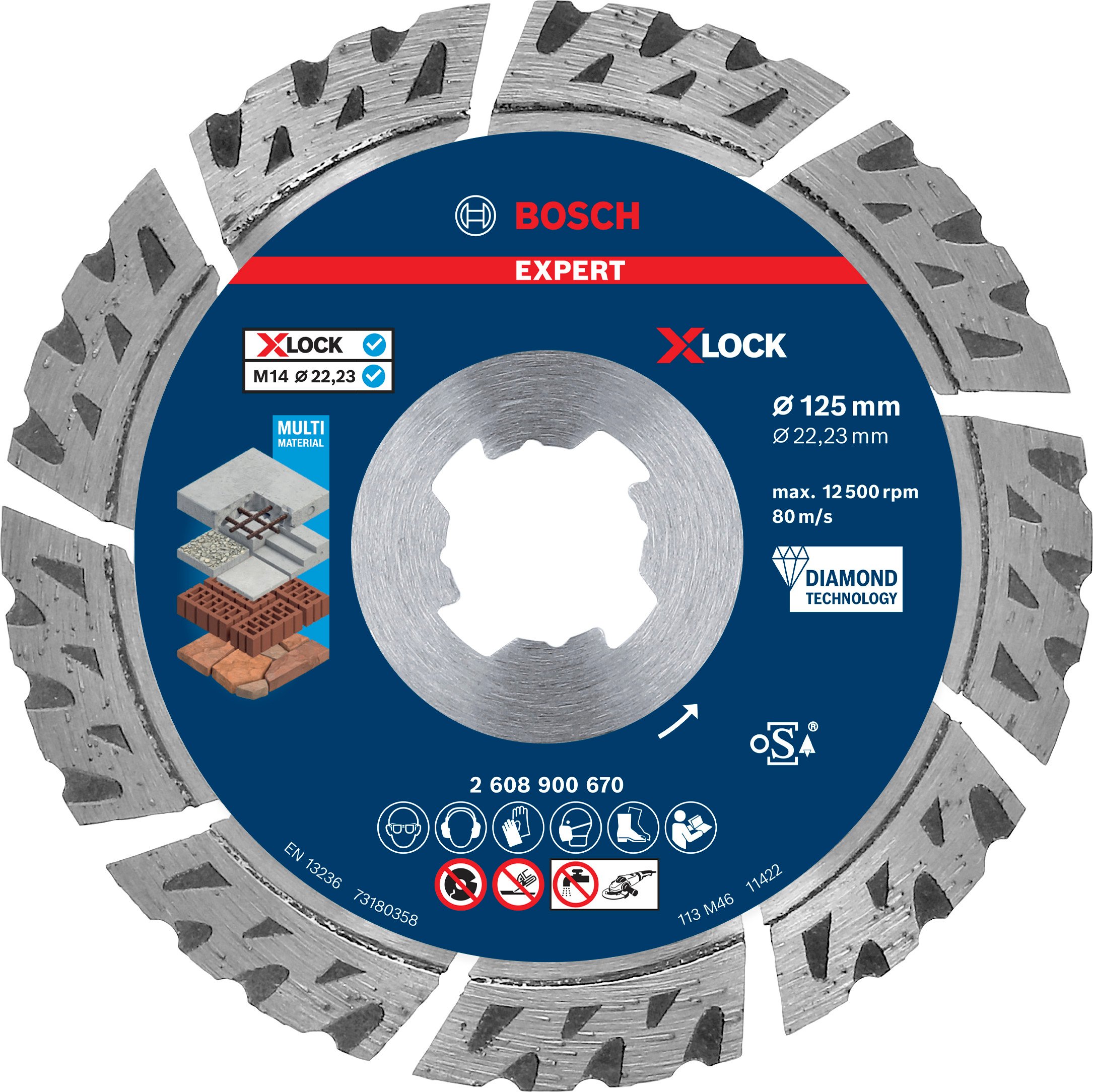 Bosch Accessoires Expert MultiMaterial X-LOCK diamantdoorslijpschijf 125 x 22,23 x 2,4 x 12 mm - 1 stuk(s) - 2608900670
