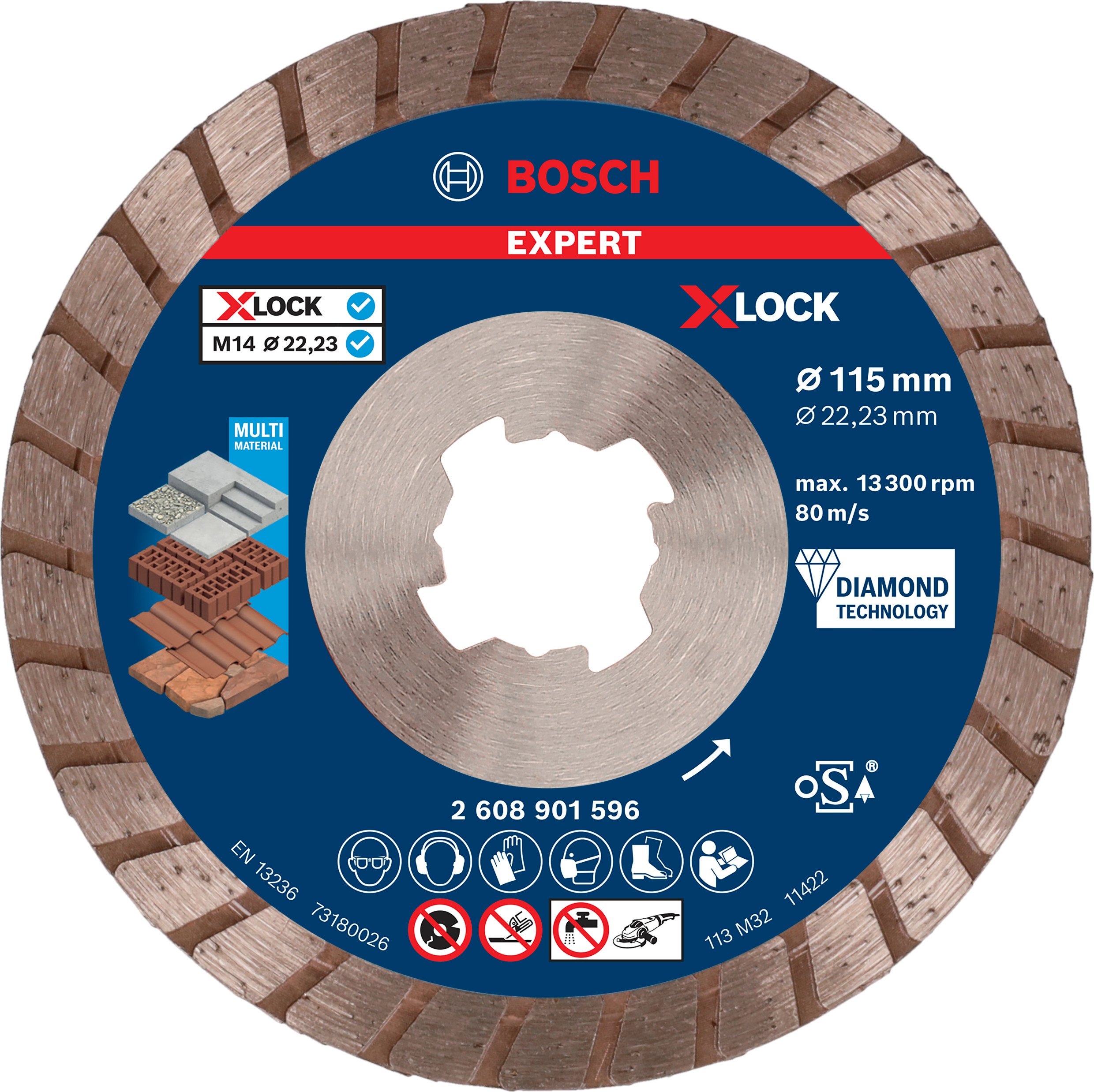 Bosch Accessoires EXPERT MultiMaterial X-LOCK diamantdoorslijpschijf 115 x 22,23 x 2,4 x 12 mm - 2608901596