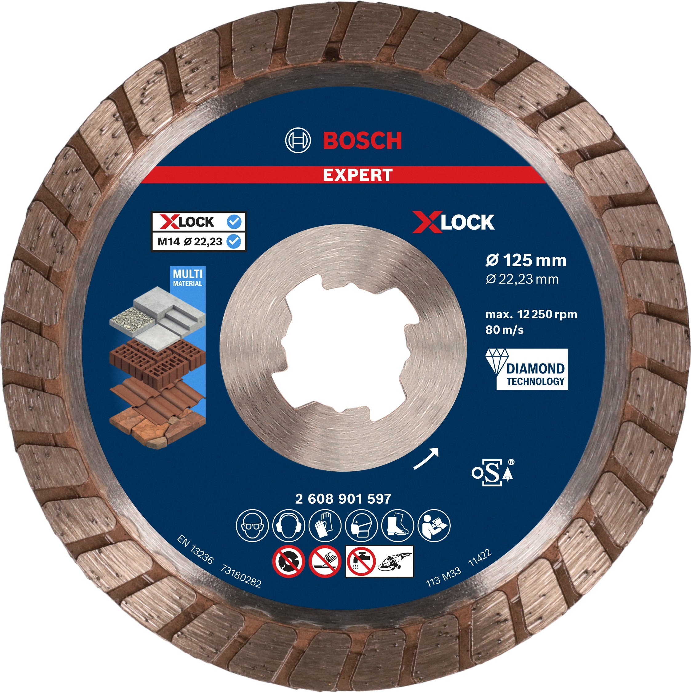 Bosch Accessoires EXPERT MultiMaterial X-LOCK diamantdoorslijpschijf 125 x 22,23 x 2,4 x 12 mm - 2608901597