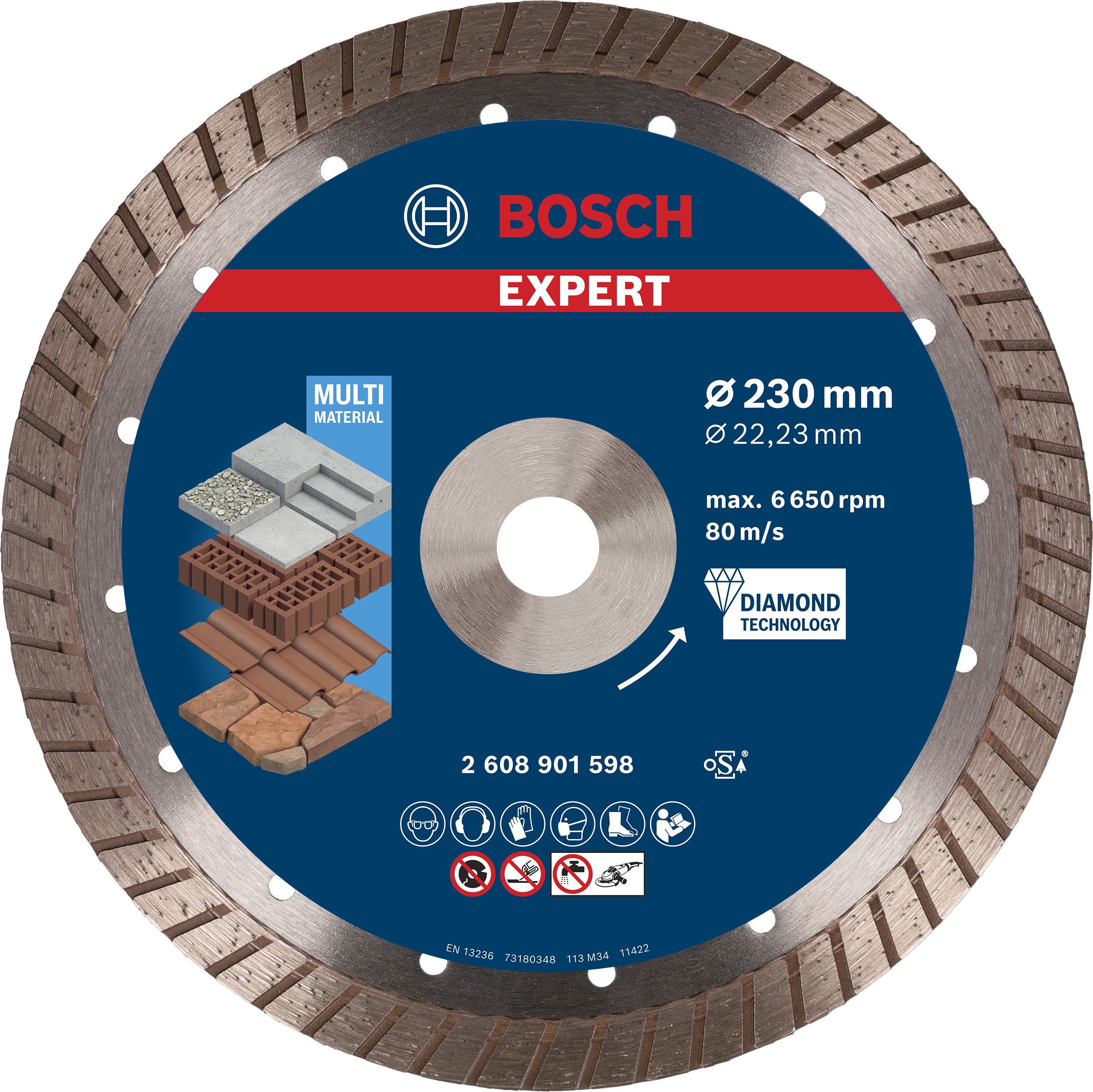 Bosch Accessoires EXPERT MultiMaterial diamantdoorslijpschijf 230 x 22,23 x 2,4 x 15 mm - 2608901598