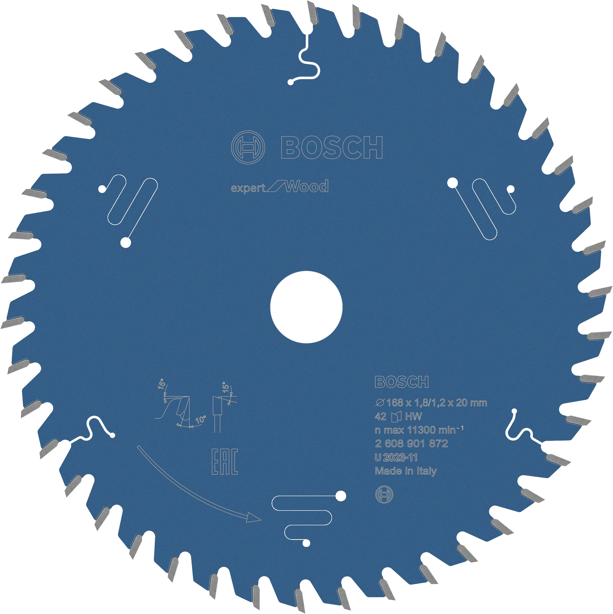 Bosch Accessoires Cirkelzaagblad Expert for Wood 168x20x1.8 1 2 mm T42 2608901872