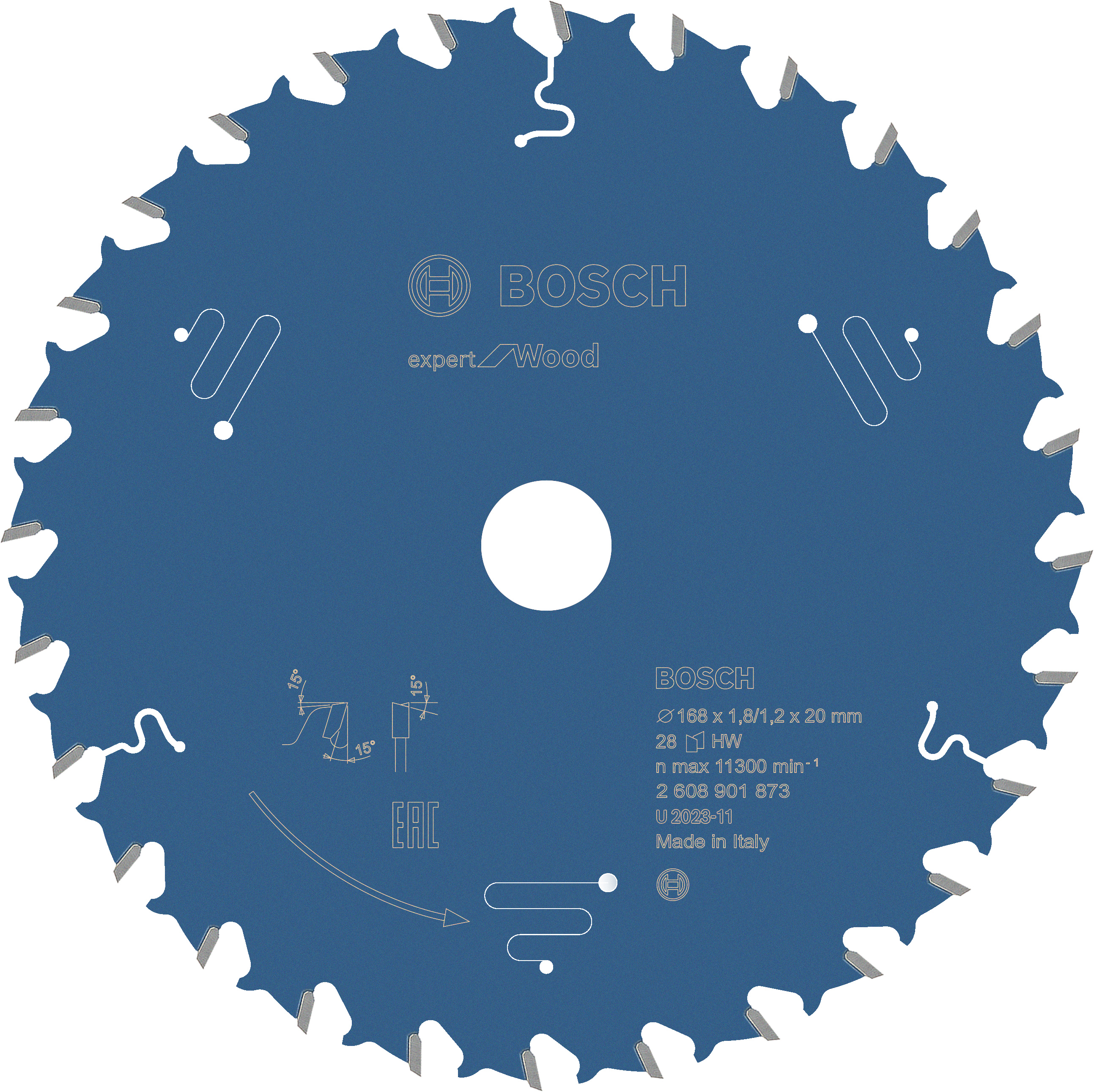 Bosch Accessoires Cirkelzaagblad Expert for Wood 168x20x1.8 1 2 mm T28 2608901873