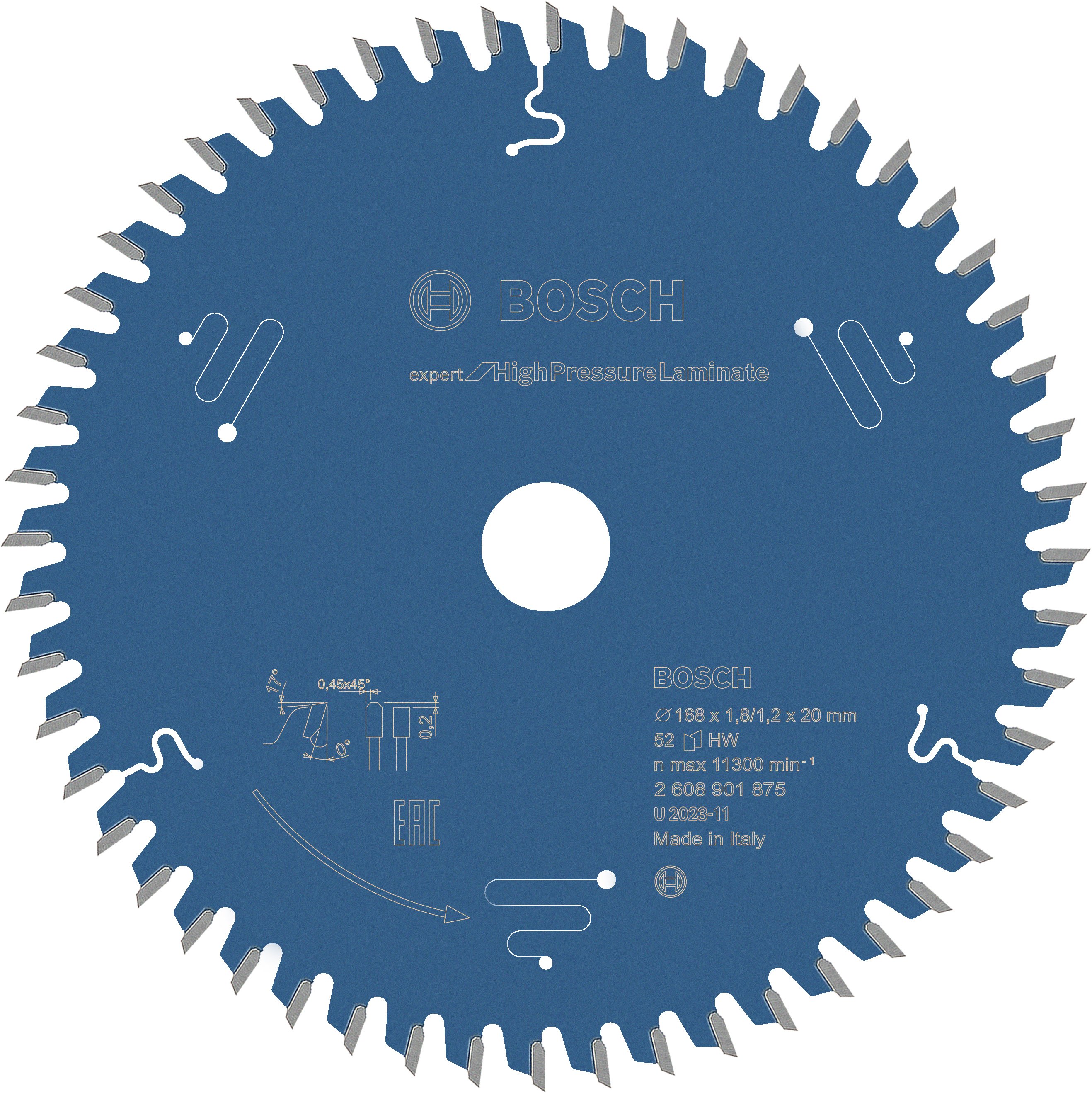 Bosch Accessoires Cirkelzaagblad Expert for High Pressure Laminate 168x20x1 8 1 2 mm T52 2608901875