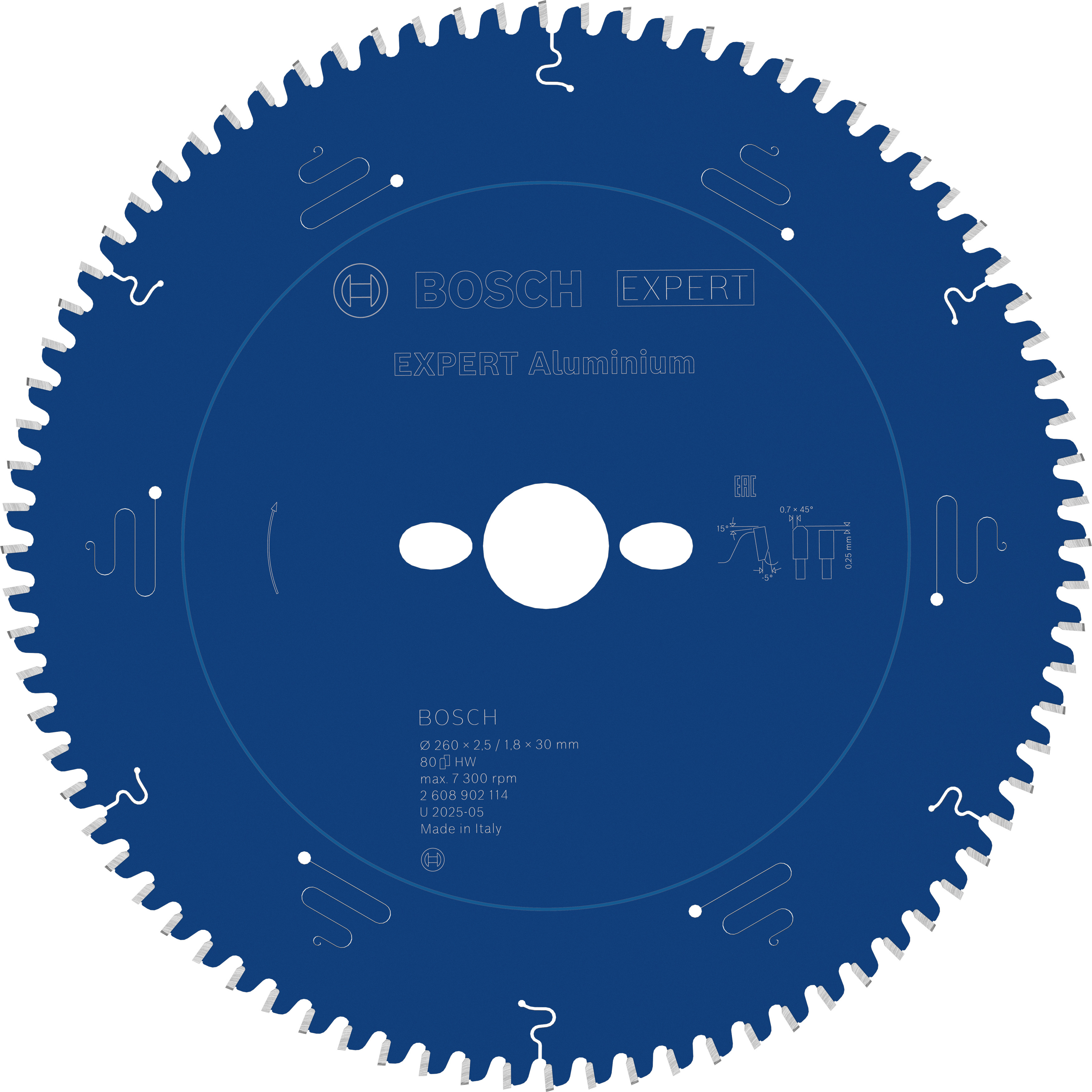 Bosch Accessoires EXPERT Aluminium Cirkelzaagblad | 260 x 2,5/1,8 x 30 mm | T80 - 2608902114