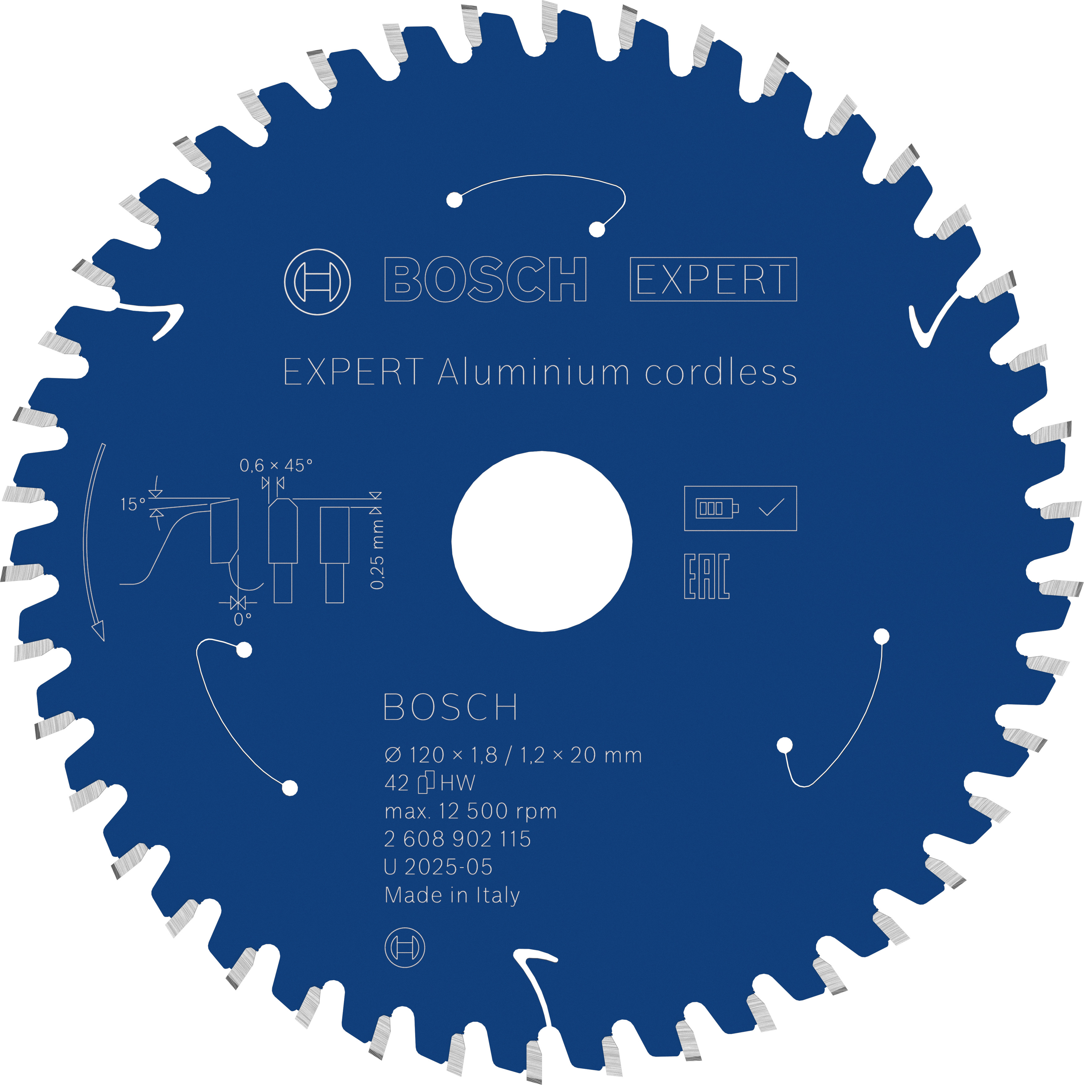 Bosch Accessoires EXPERT Aluminium cordless Cirkelzaagblad | 120 x 1,8/1,2 x 20 mm | T42 - 2608902115