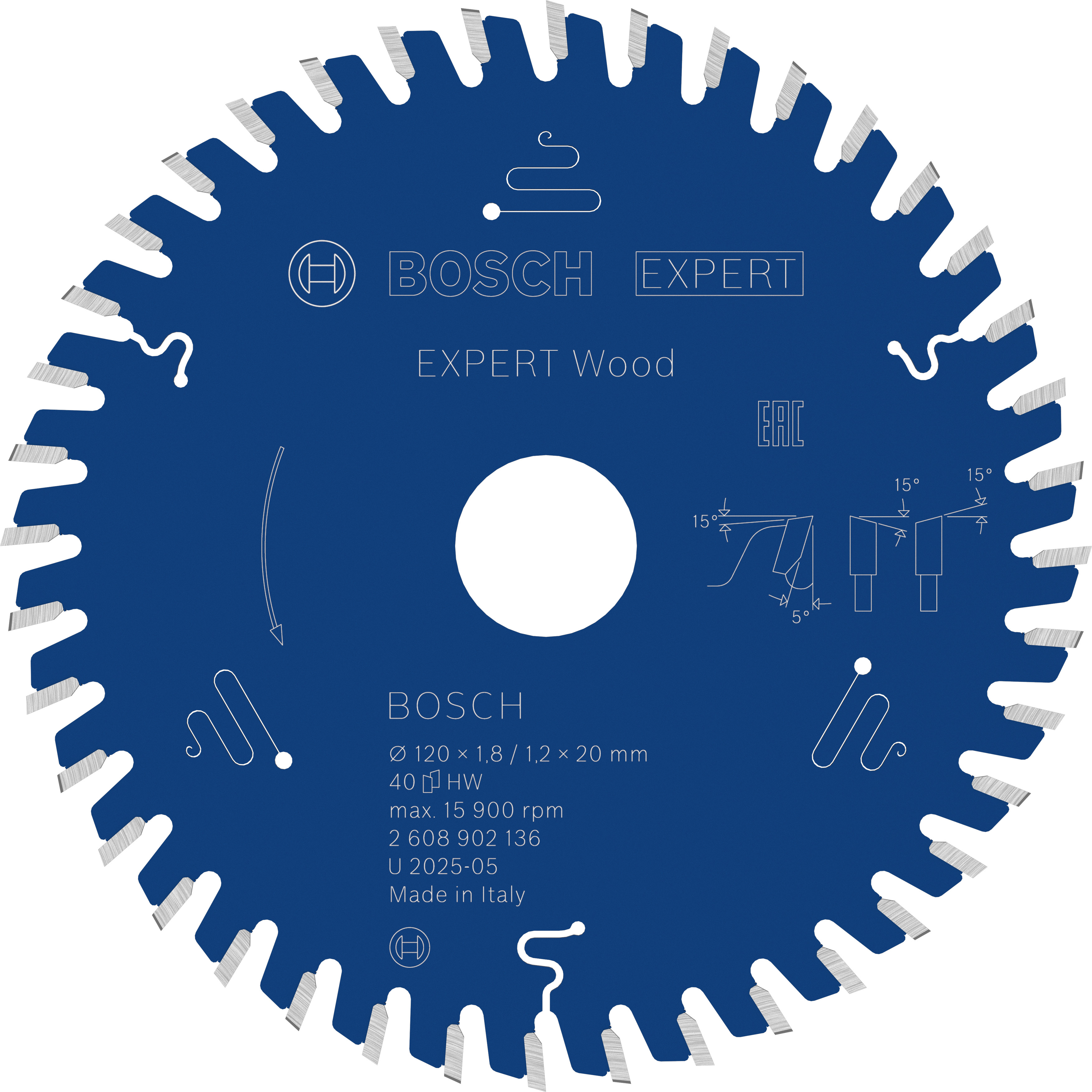 Bosch Accessoires EXPERT Wood Cirkelzaagblad | 120 x 1,8/1,2 x 20 mm | T40 - 2608902136
