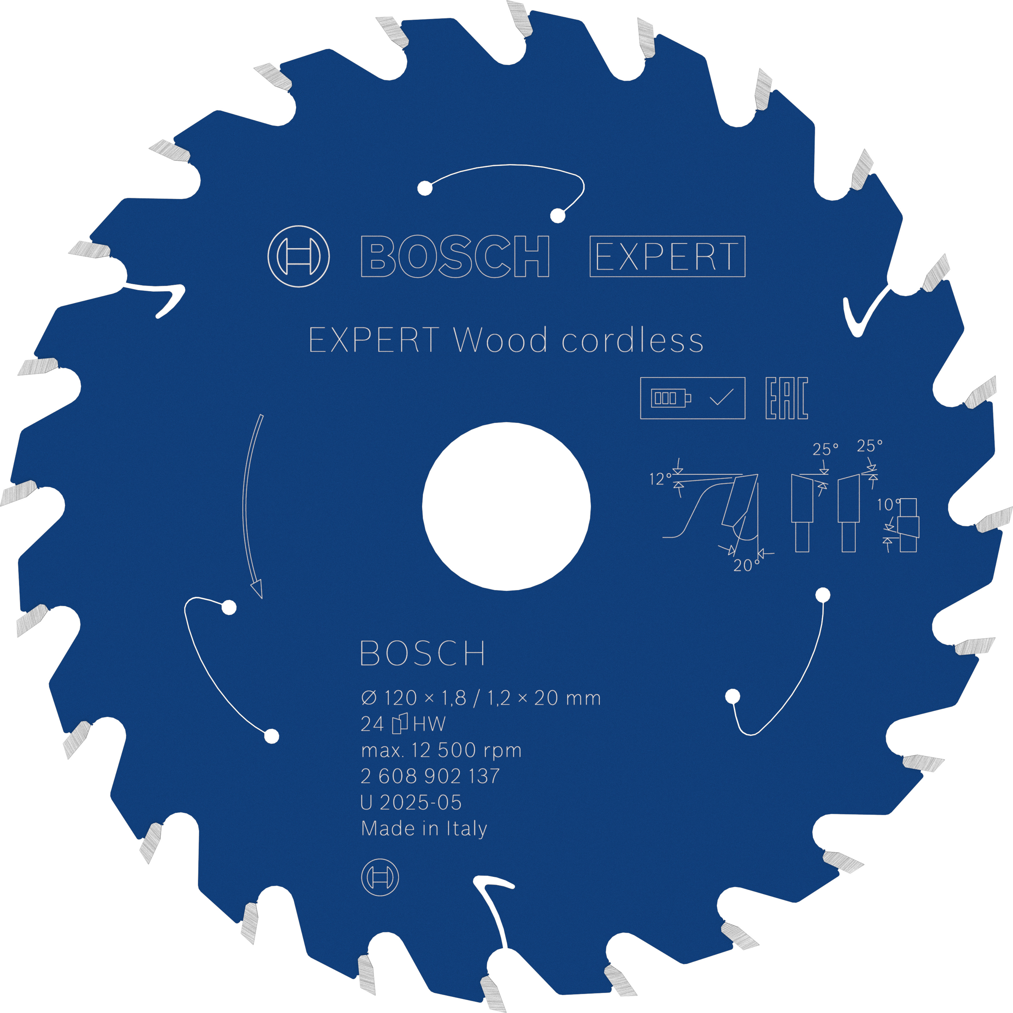 Bosch Accessoires EXPERT Wood cordless Cirkelzaagblad | 120 x 1,8/1,2 x 20 mm | T24 - 2608902137