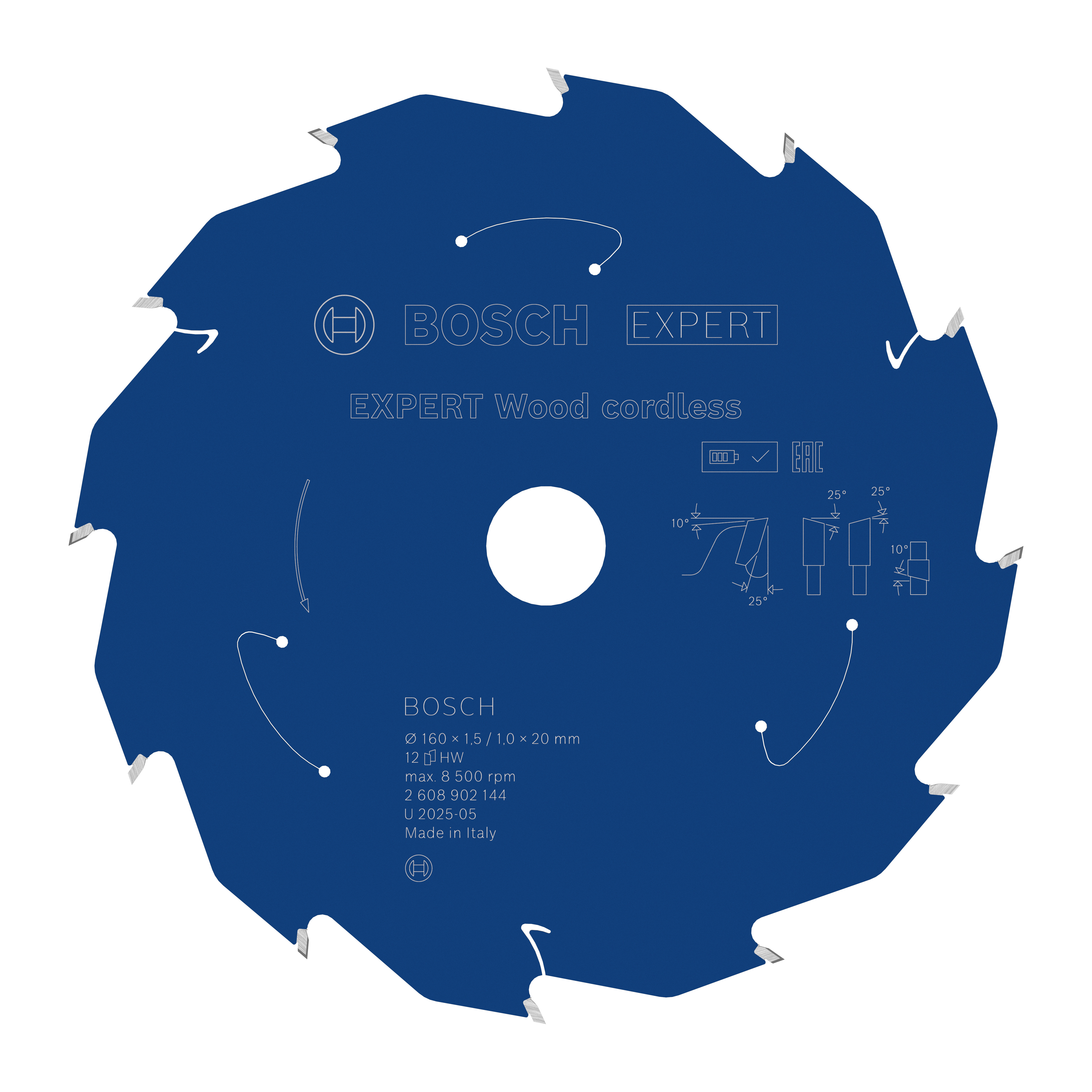 Bosch Accessoires EXPERT Wood cordless Cirkelzaagblad | 160 x 1,5/1 x 20 mm | T12 - 2608902144