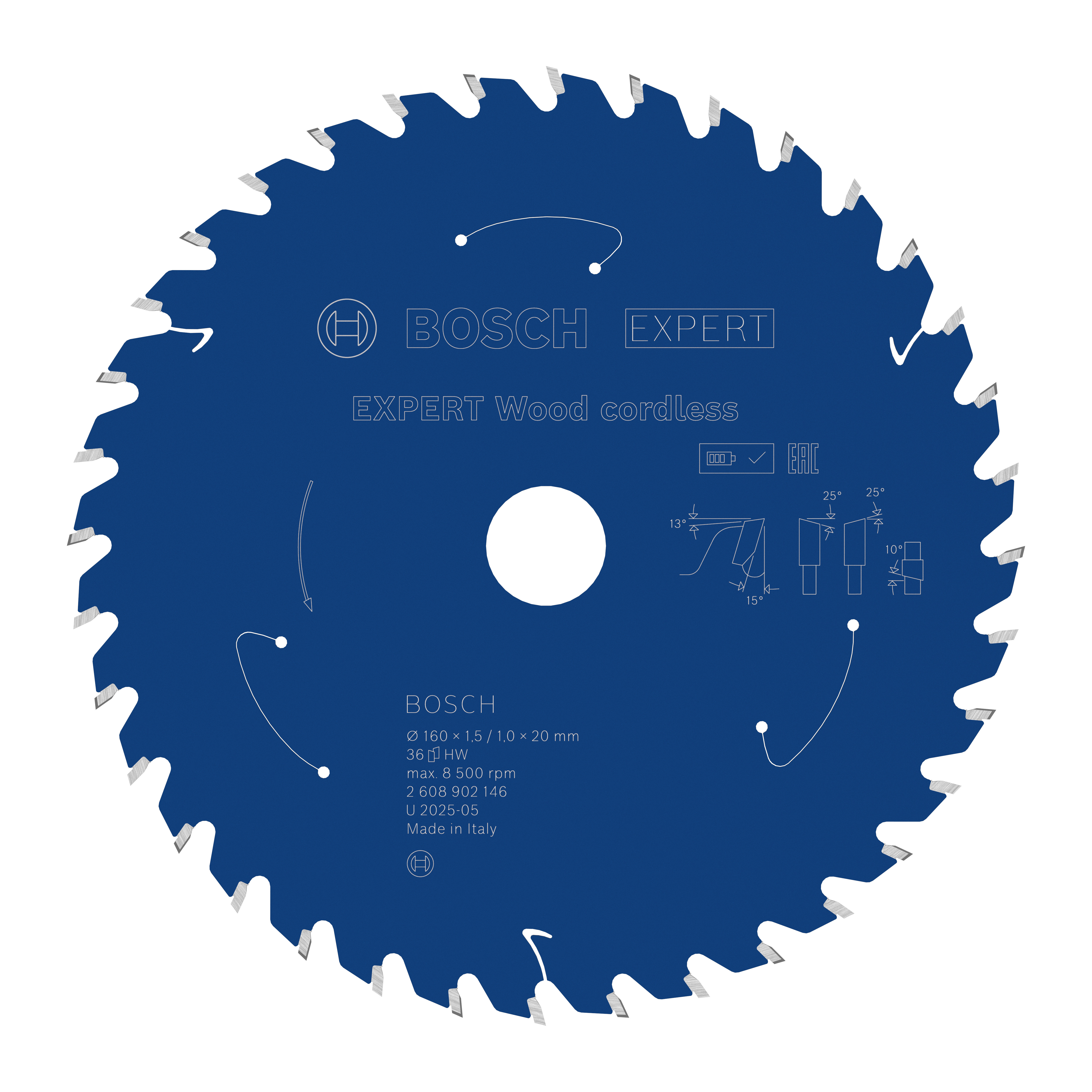 Bosch Accessoires EXPERT Wood cordless Cirkelzaagblad | 160 x 1,5/1 x 20 mm | T36 - 2608902146