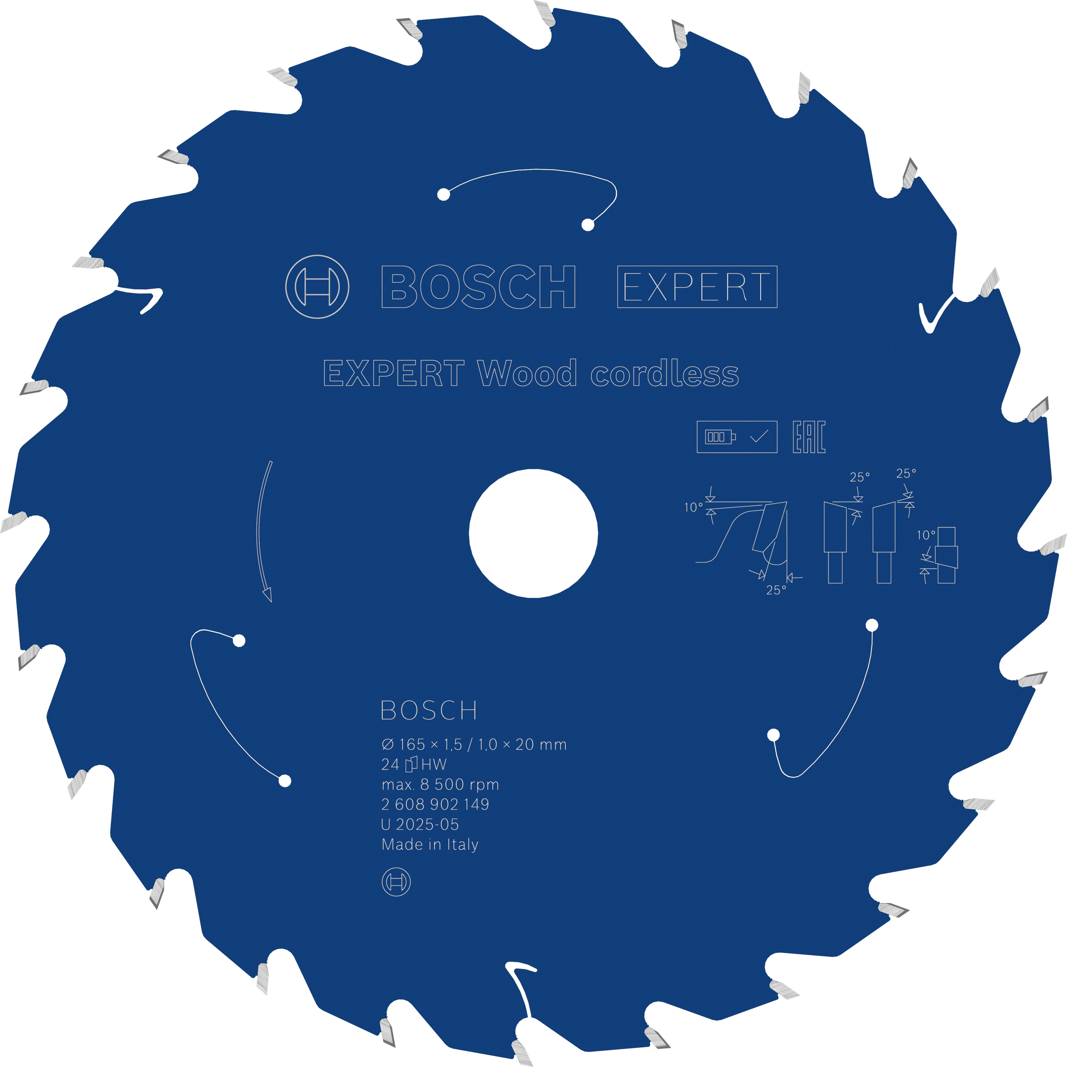 Bosch Accessoires EXPERT Wood cordless Cirkelzaagblad | 165 x 1,5/1 x 20 mm | T24 - 2608902149