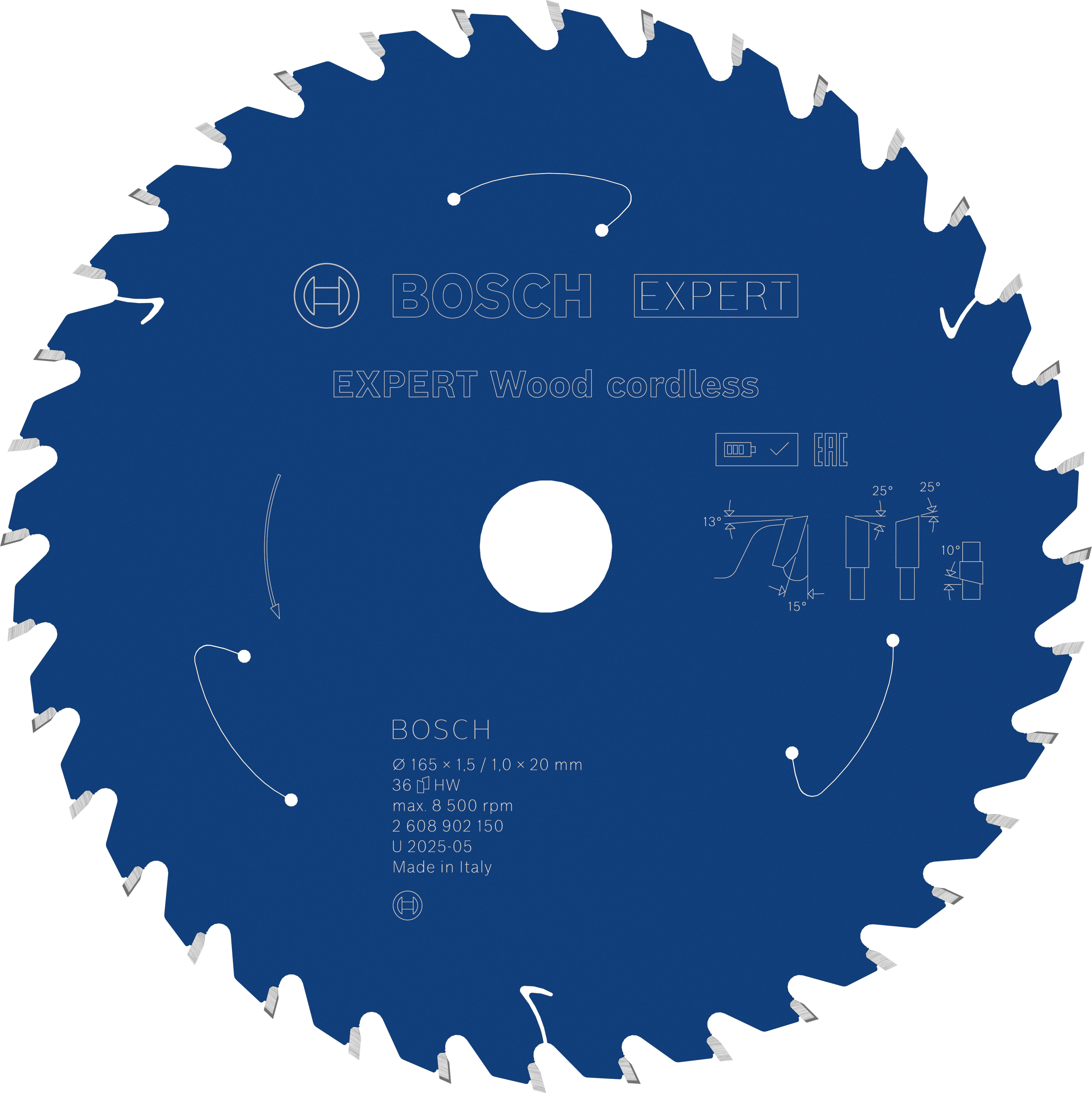 Bosch Accessoires EXPERT Wood cordless Cirkelzaagblad | 165 x 1,5/1 x 20 mm | T36 - 2608902150