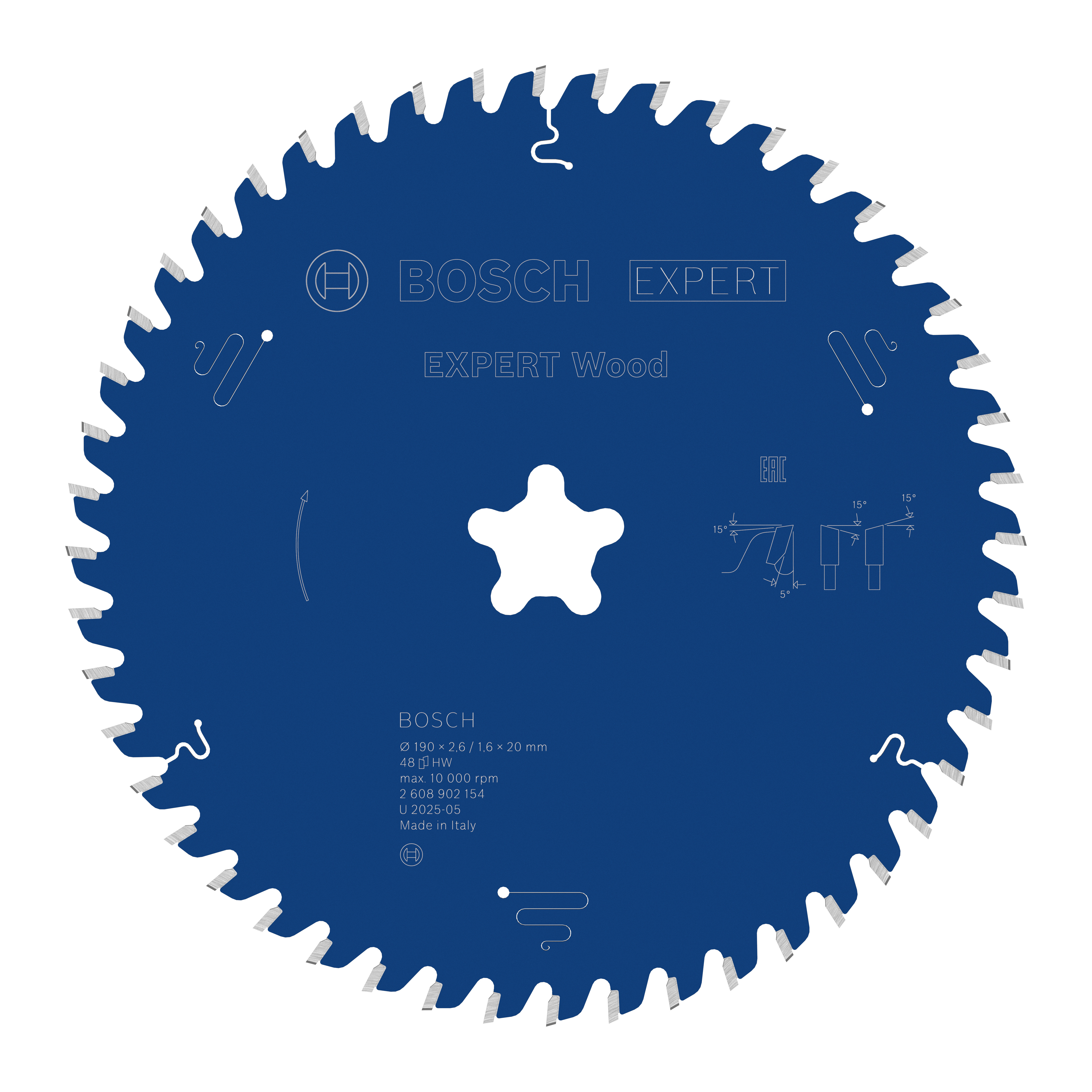 Bosch Accessoires EXPERT Wood Cirkelzaagblad | 190 x 2,6/1,6 x FF mm | T48 - 2608902154