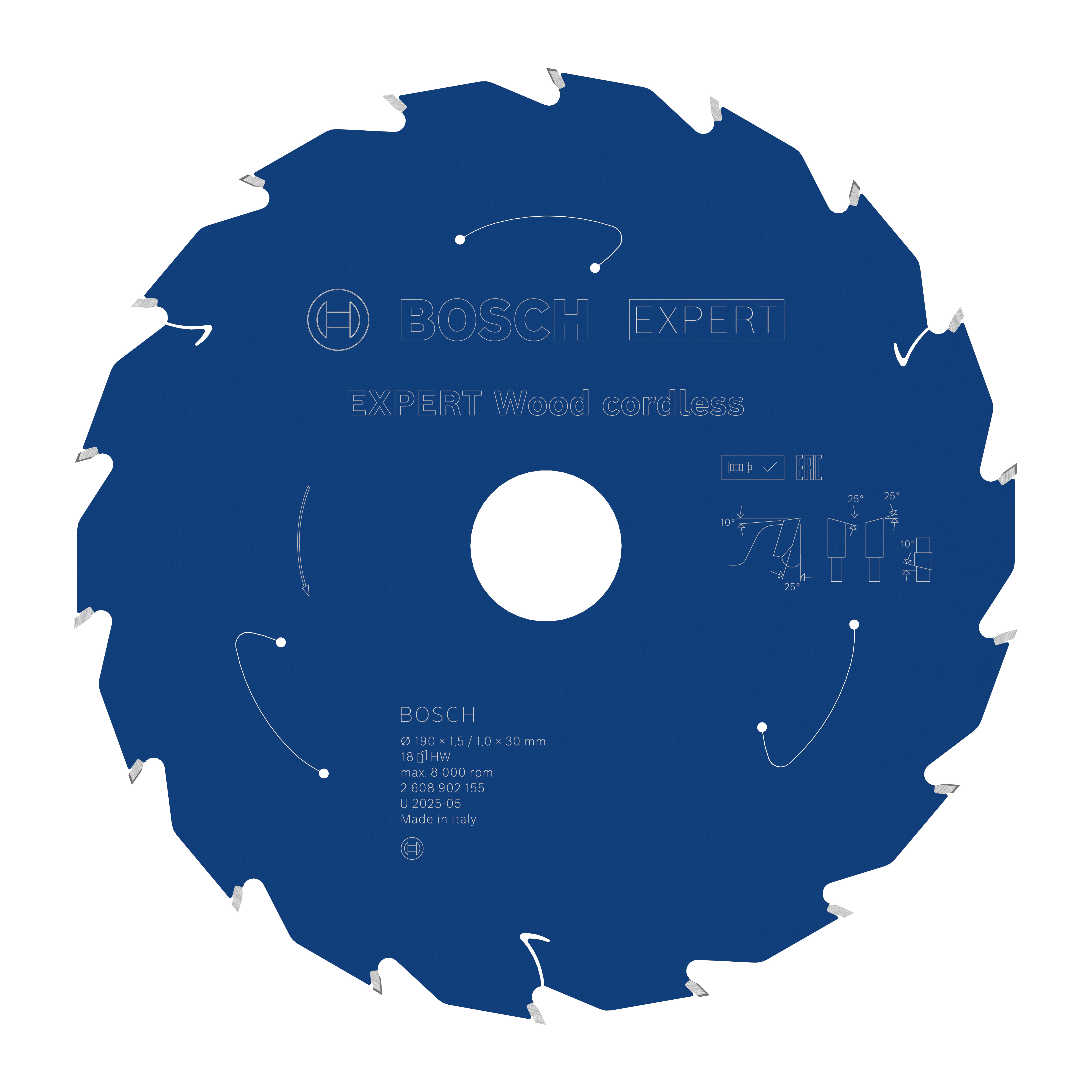 Bosch Accessoires EXPERT Wood cordless Cirkelzaagblad | 190 x 1,5/1 x 30 mm | T18 - 2608902155